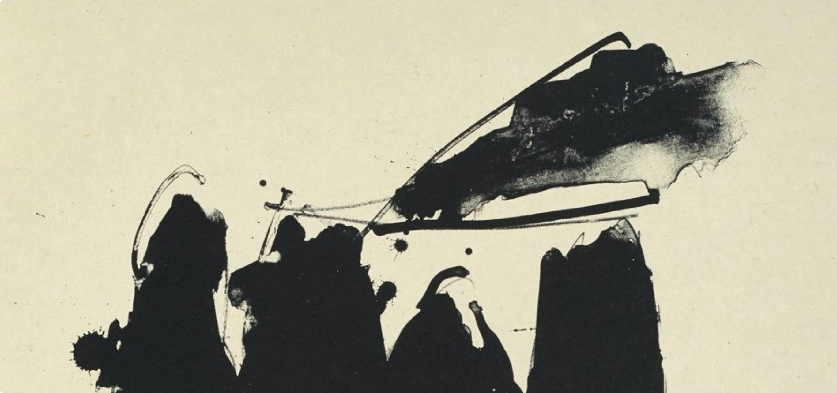 Elegía española (Belknap 354-380; Engberg/Banach 415-441), Tres poemas - Print de Robert Motherwell