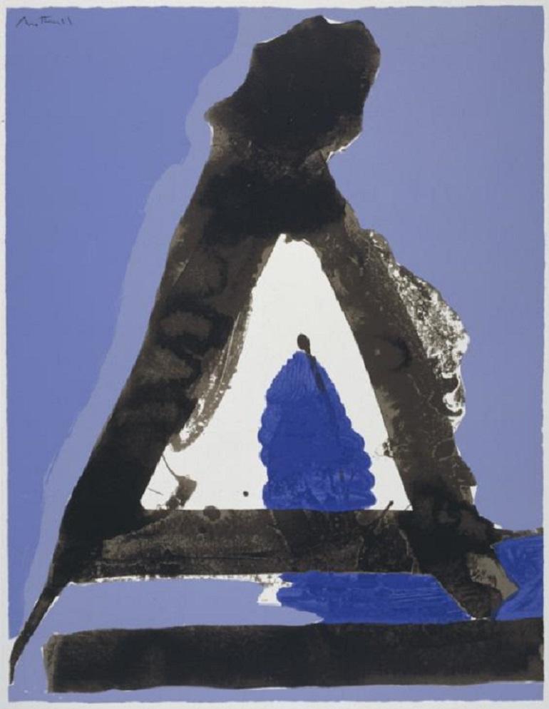 Robert Motherwell Abstract Print - "The Basque Suite: Untitled" Blue Limited Edition Motherwell Print 