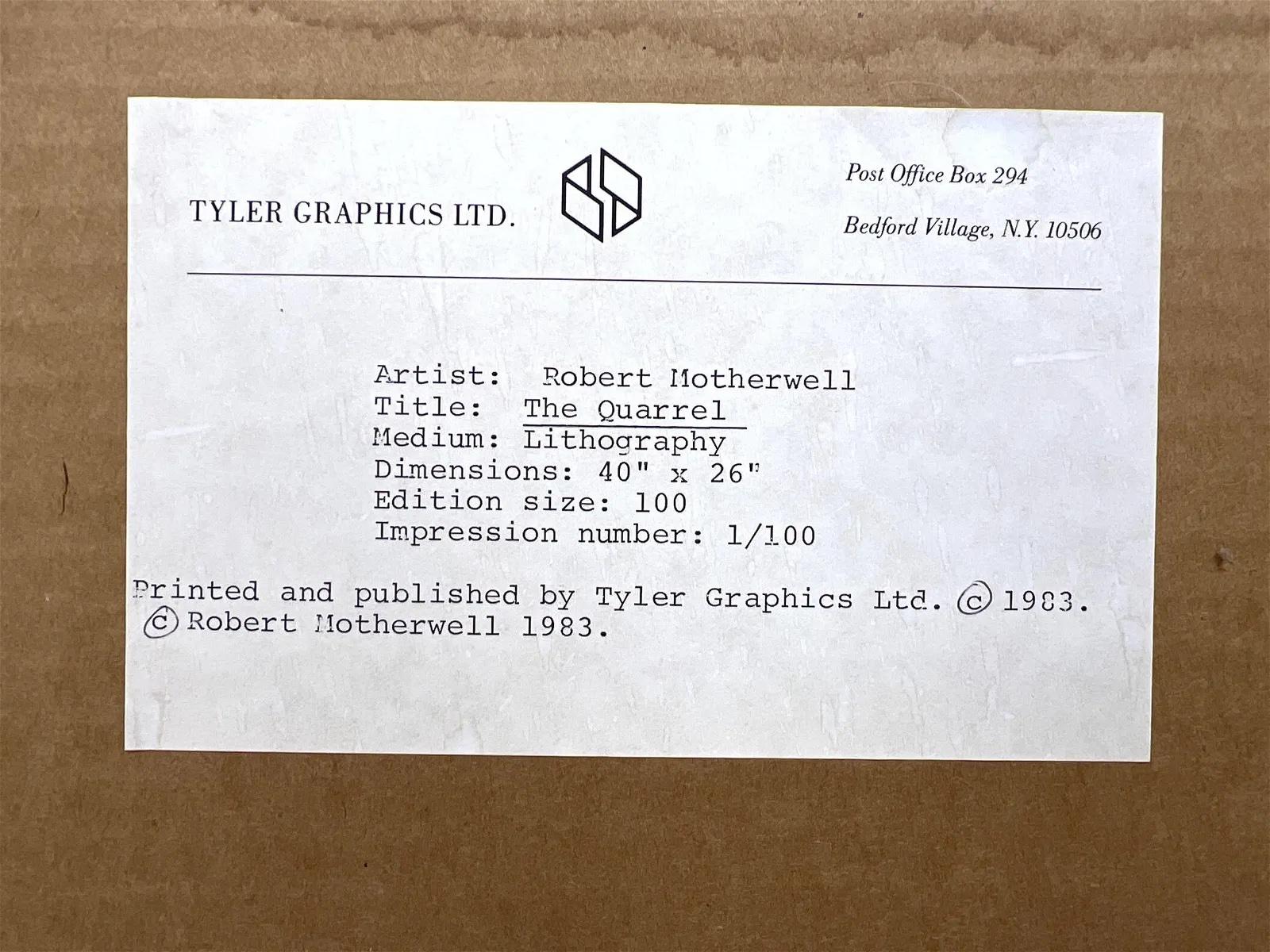 Il litigio, litografia con poesia, firmata/N (Belknap 294; Engberg & Banach 318) - Print Espressionismo astratto di Robert Motherwell