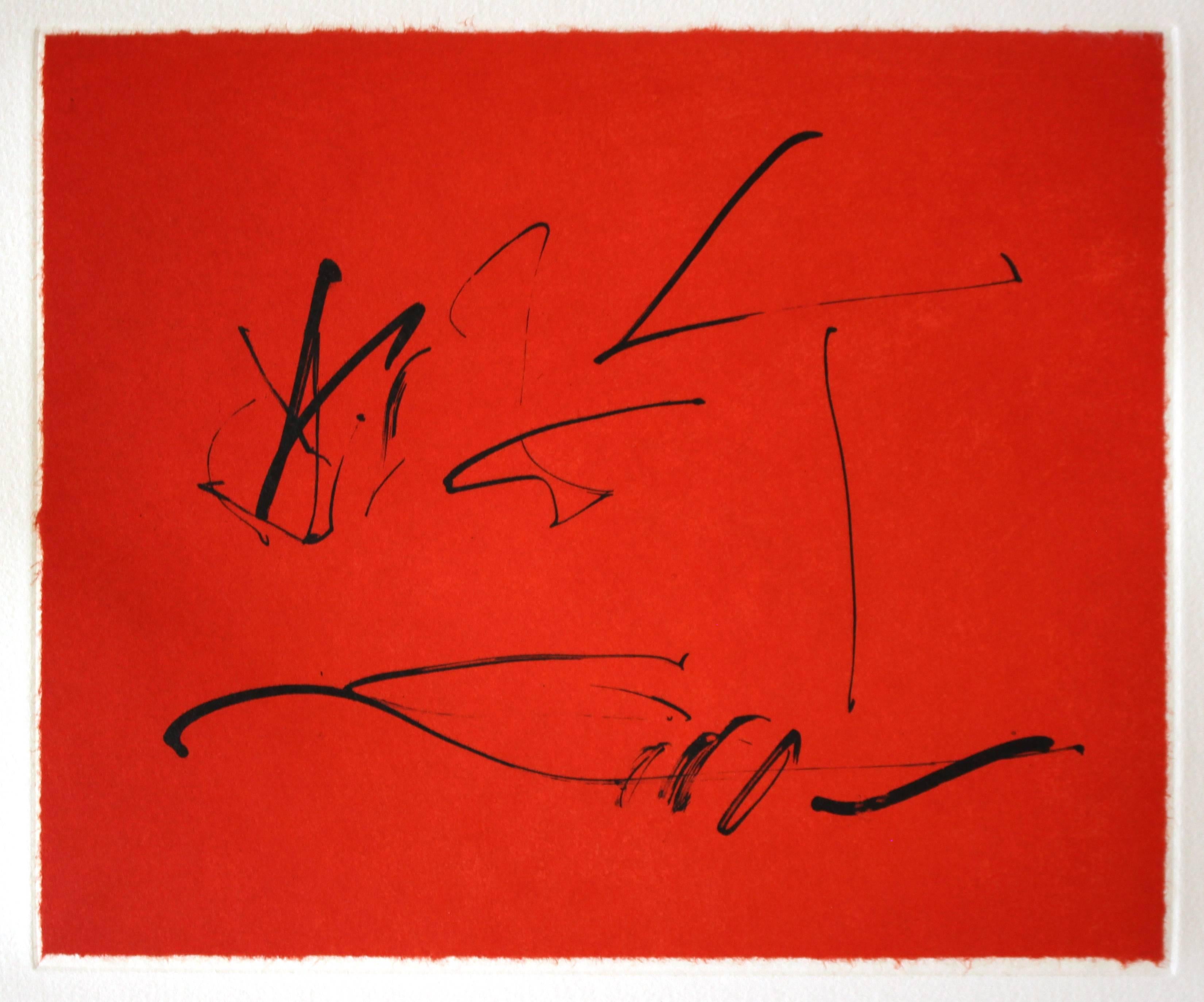 Robert Motherwell Abstract Print - Three Poems: Red Wind