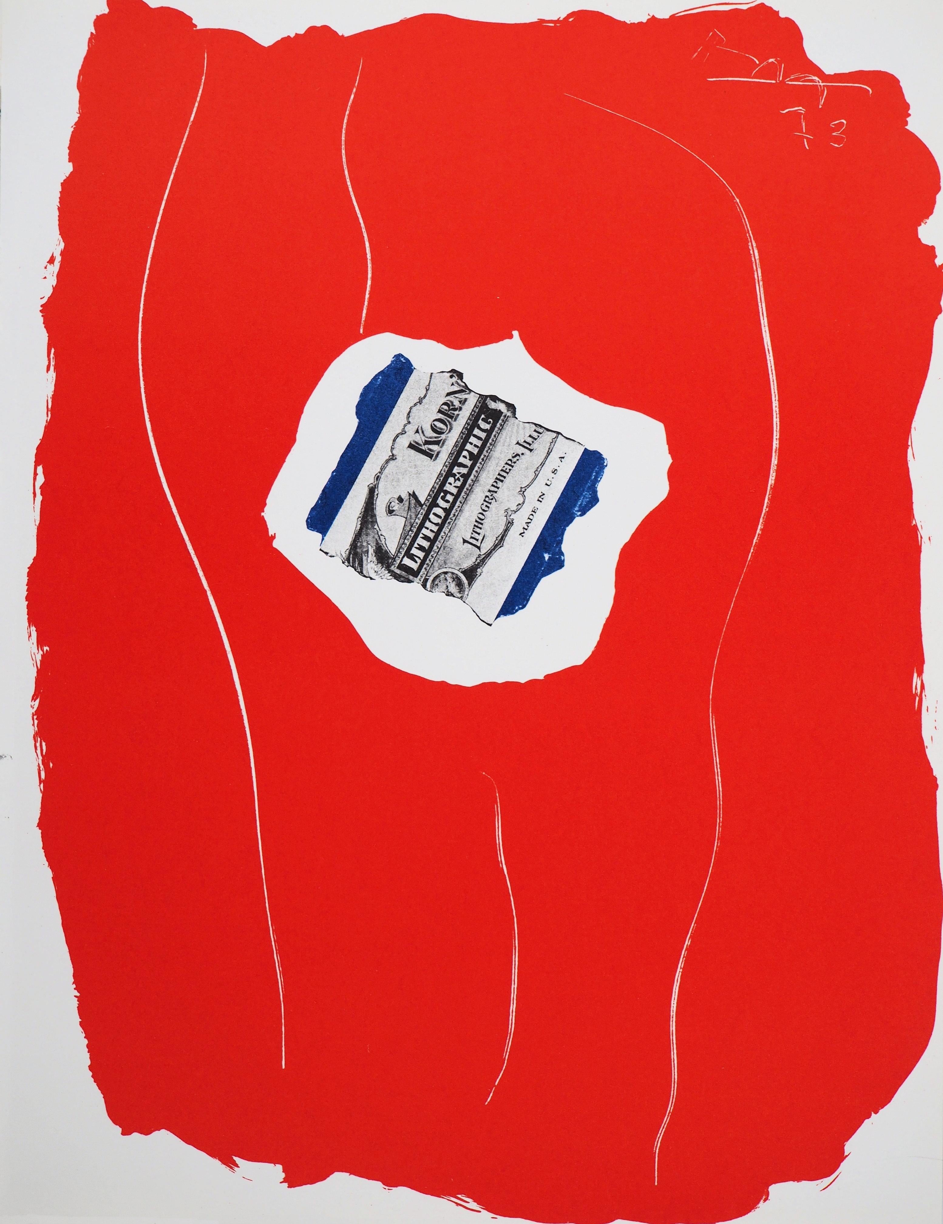 Abstract Print Robert Motherwell - Tricolore avec Dollar - Lithographie originale (Mourlot 1973)