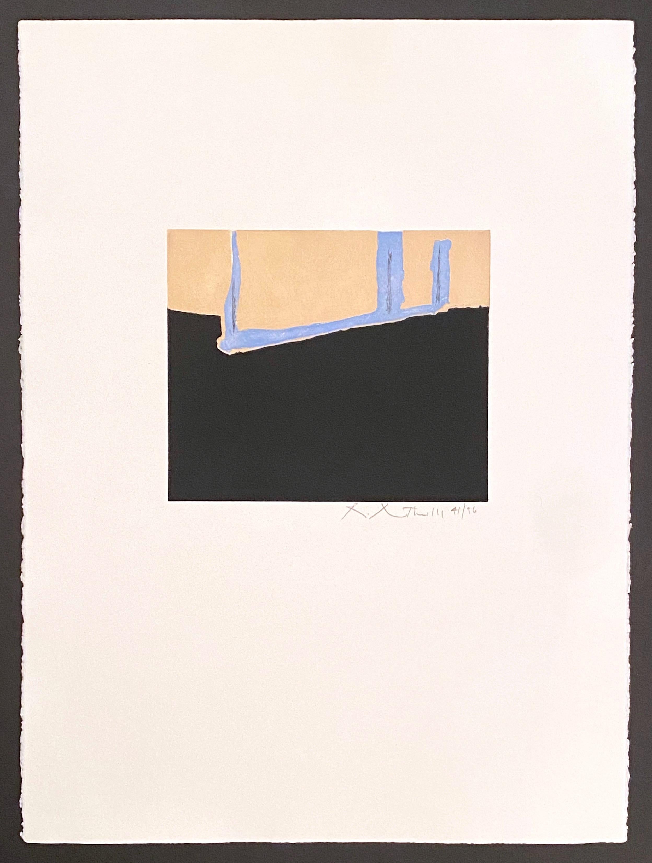 Created by the artist in 1975, Robert Motherwell’s, Untitled is an exceptional etching and aquatint, hand-signed in pencil, and numbered, measuring 30 x 22 in. (76.2 x 60 cm), unframed from the edition of 96.  This artwork is recognized in the
