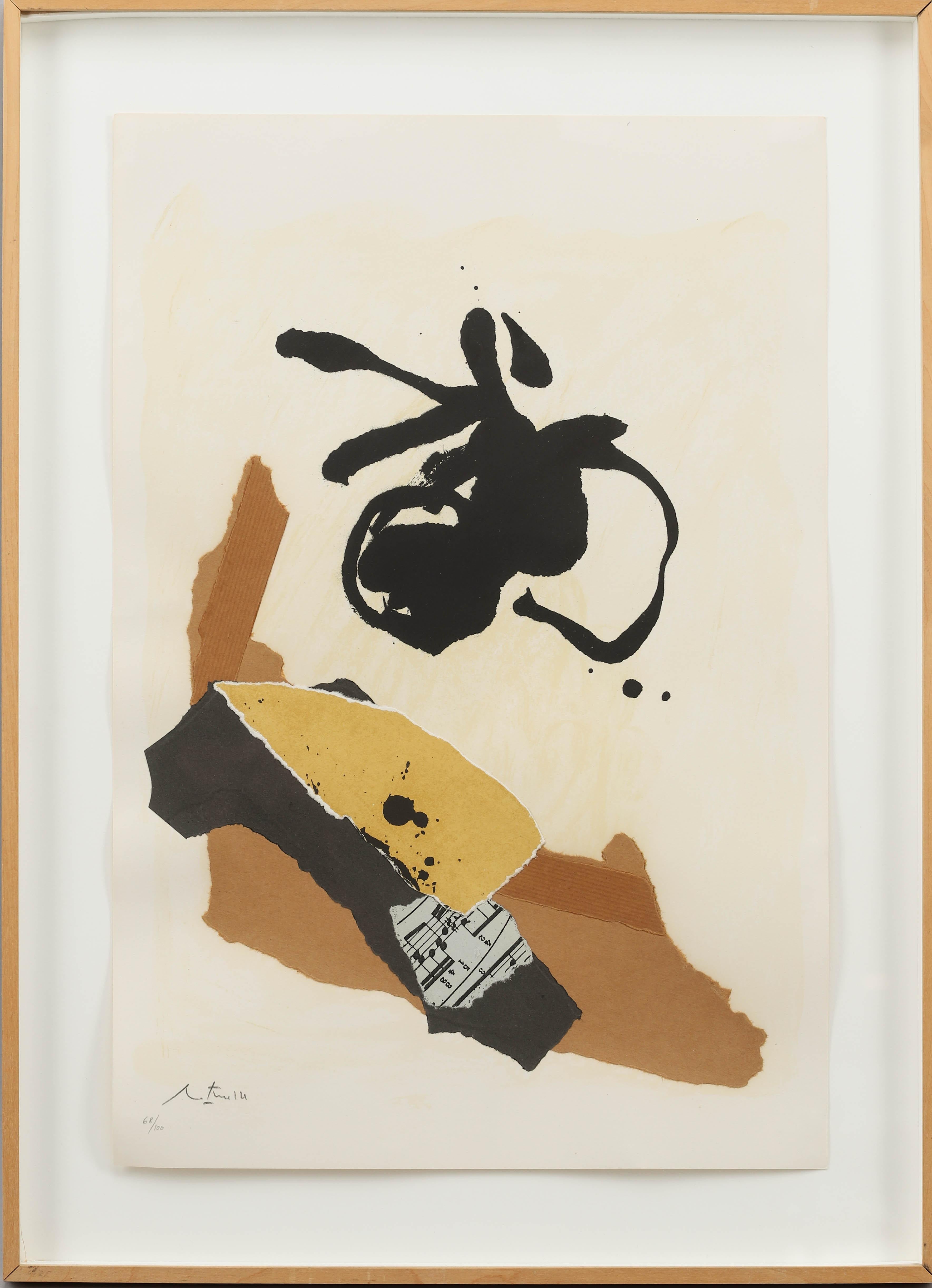 Robert Motherwell Abstract Print - Abstract Gesture Expresionism Collage New York Motherwell Black Musical Modern