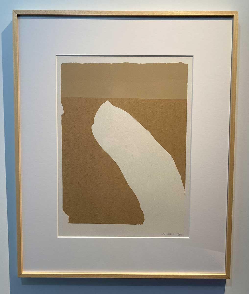 This screen print by Robert Motherwell, Untitled (from the Flight Portfolio) was printed on Arches Imperial paper in 1970. The print is hand signed in pencil and numbered 239/250 by the artist.

Tones in warm browns create a color field which is