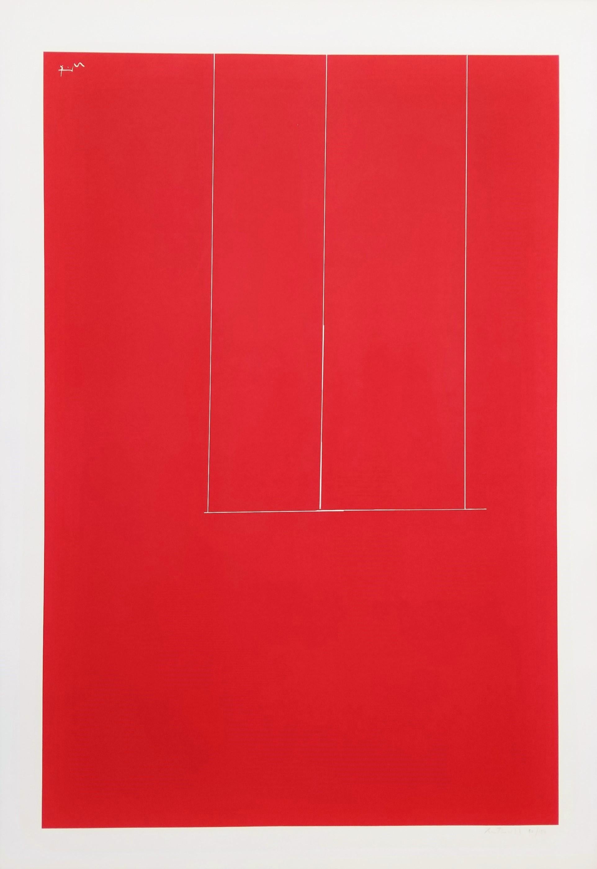 Sans titre (rouge) /// Expressionnisme abstrait Robert Motherwell Sérigraphie minimaliste en vente 1