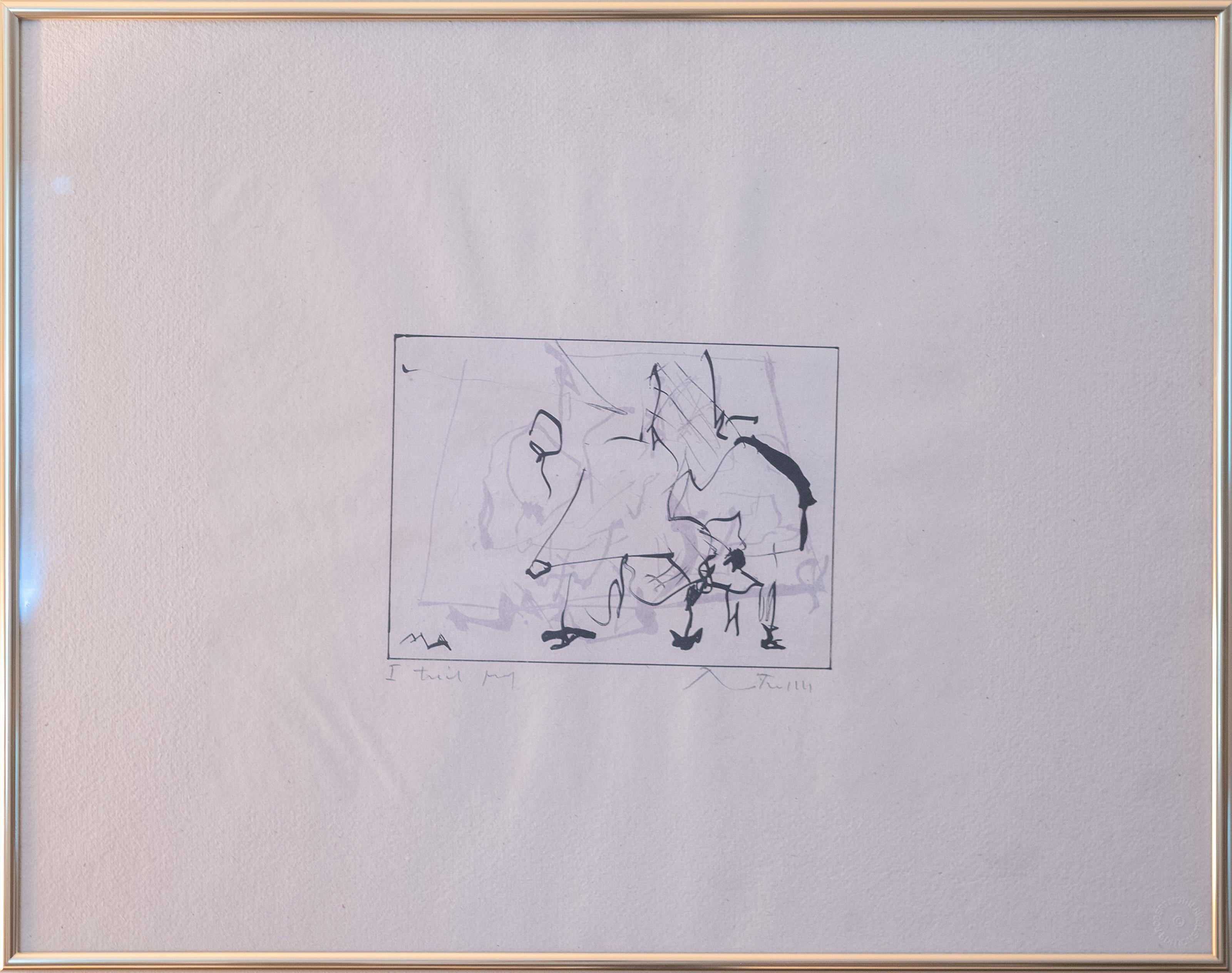  Robert Motherwell, Americano (1915 - 1991) -  Senza titolo (Stato I), Anno:  1977, Medio:  Litografia con Chine Colle, firmata e numerata a matita, Edizione:  Prova di prova, Dimensioni:  7 x 9 pollici (17,78 x 22,86 cm), Dimensioni della cornice: 