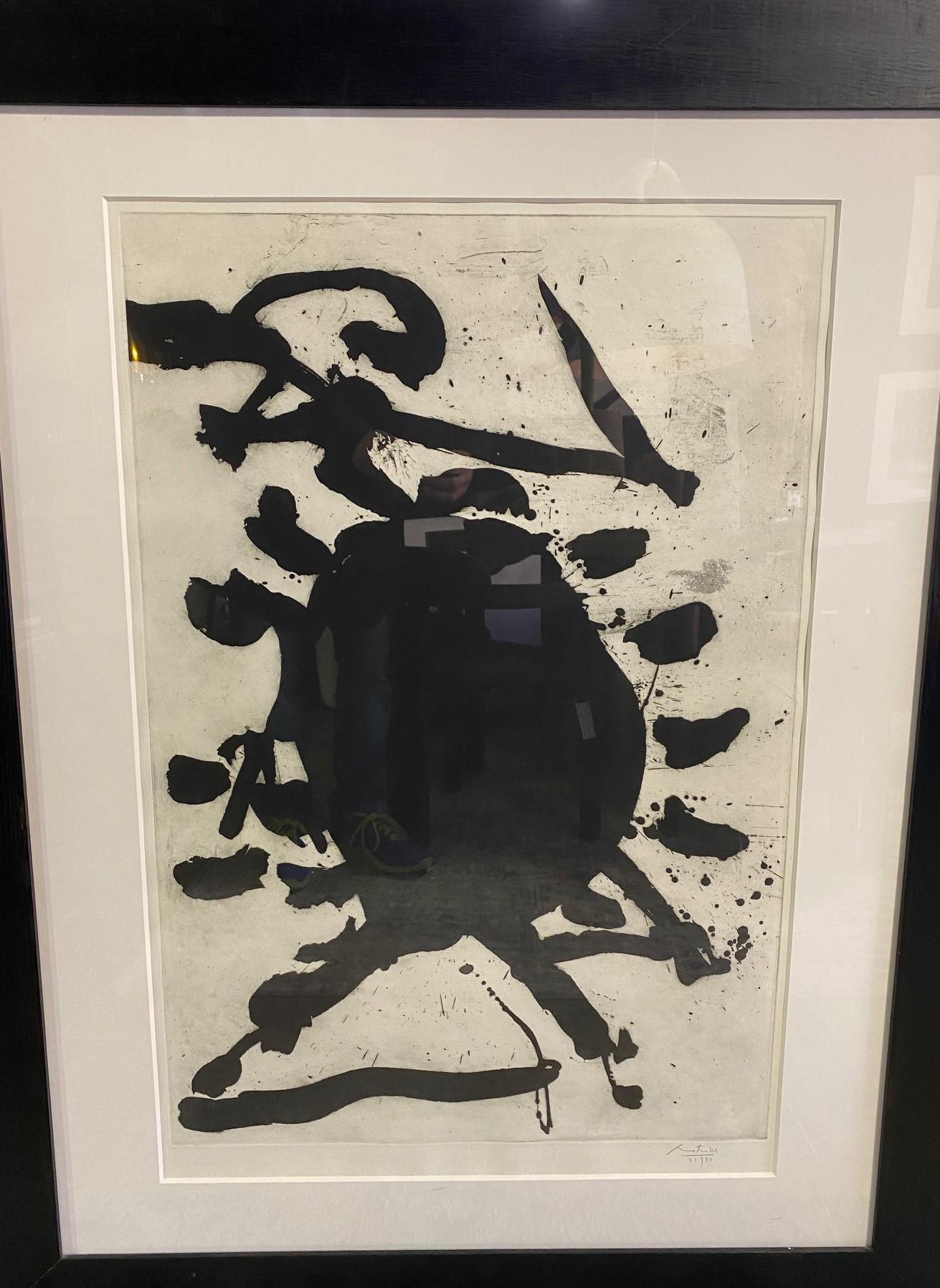 Robert Motherwell Firmado Edición Limitada Aguatinta Grande Sol Ennegrecido Moderno en venta