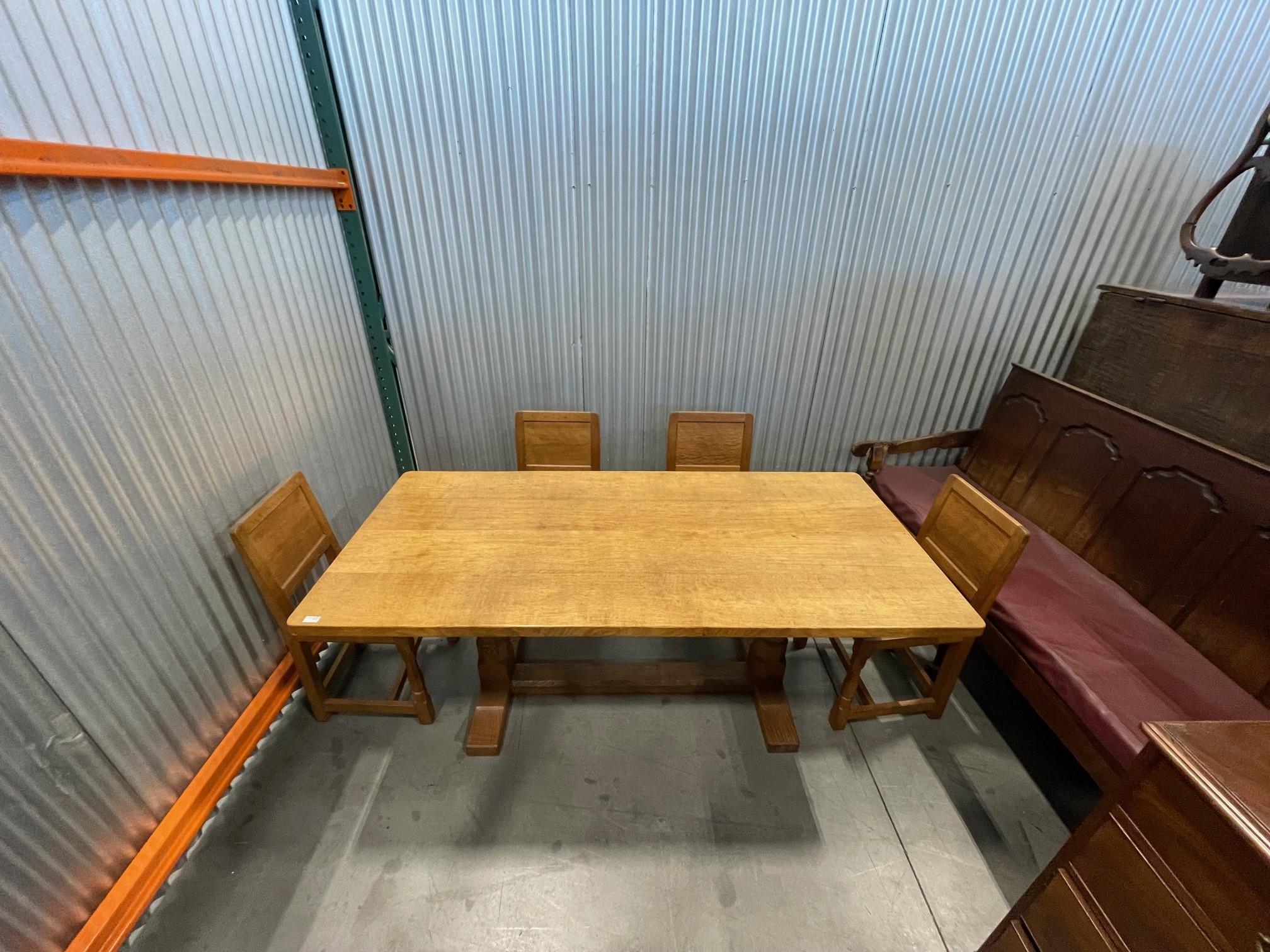 Robert Theman Table de salle à manger 6′ et ensemble de 6 chaises de salle à manger en cuir. en vente 12
