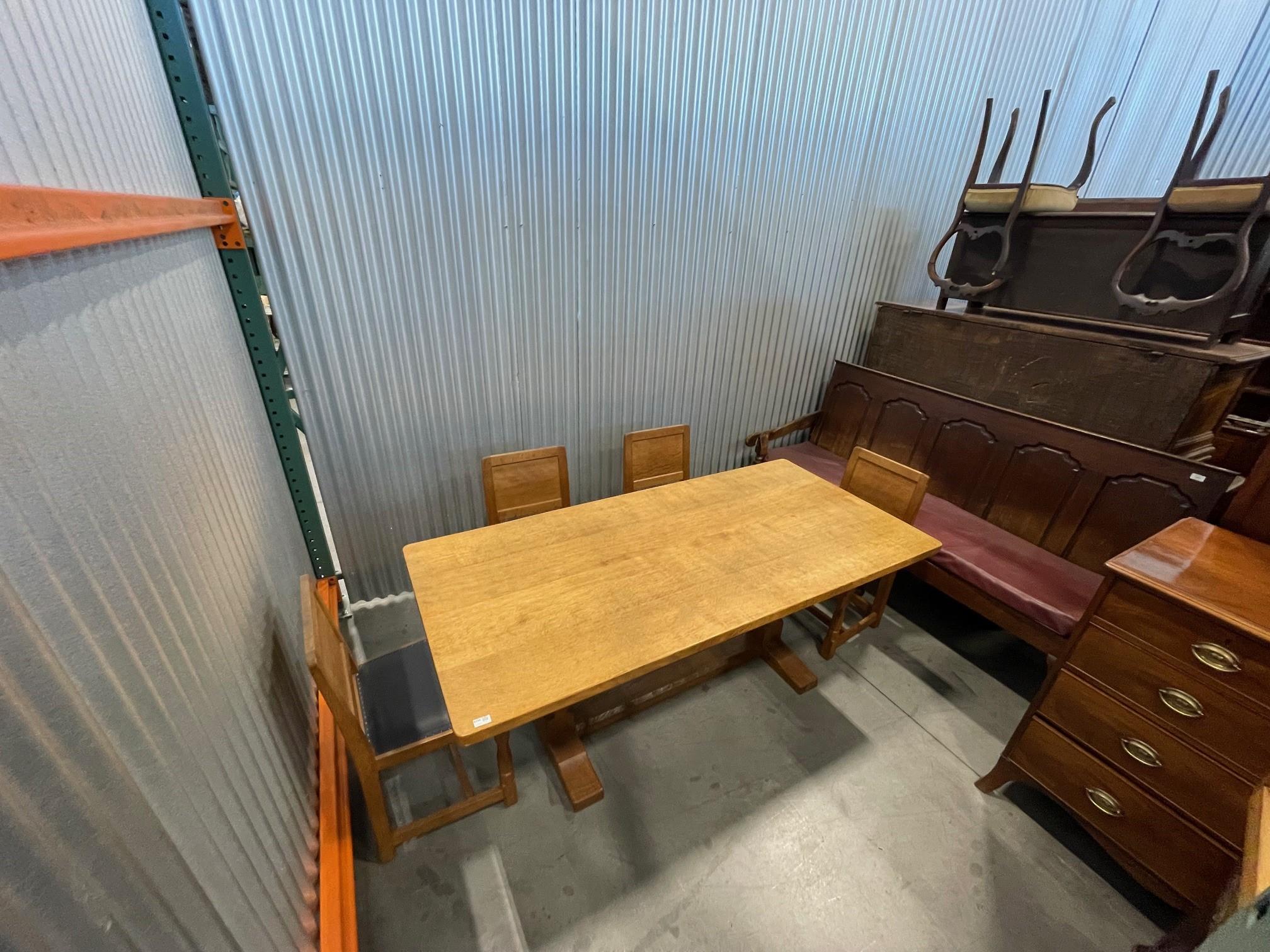 Robert Theman Table de salle à manger 6′ et ensemble de 6 chaises de salle à manger en cuir. en vente 13
