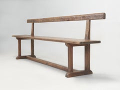 Robert Mouseman Thompson 1876-1955 English Oak Rail Back Bench Solid Plank Seat