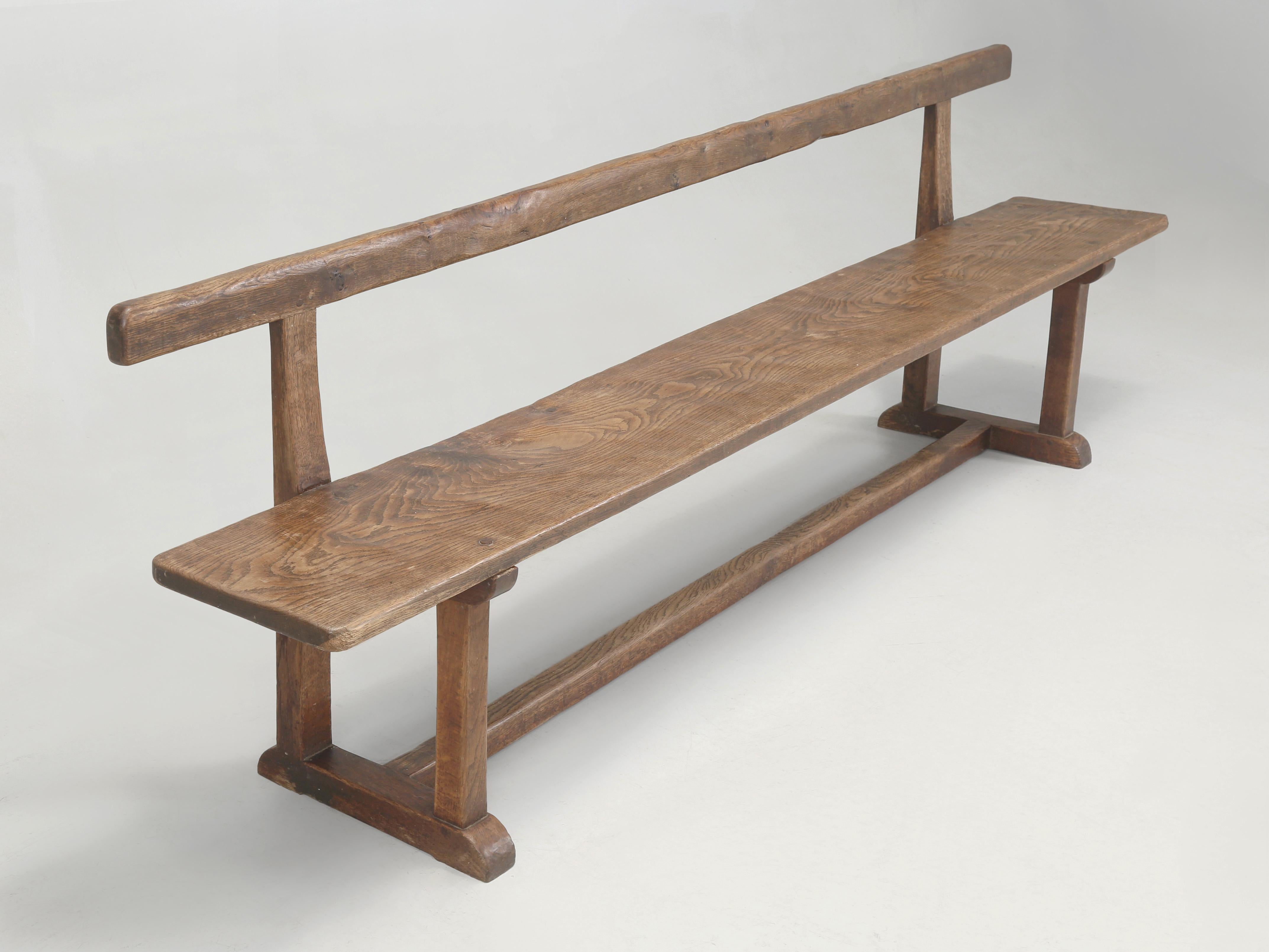 Robert Mouseman Thompson 1876-1955 Banco inglés con respaldo de riel de roble Asiento de tablón macizo Artes y manualidades en venta