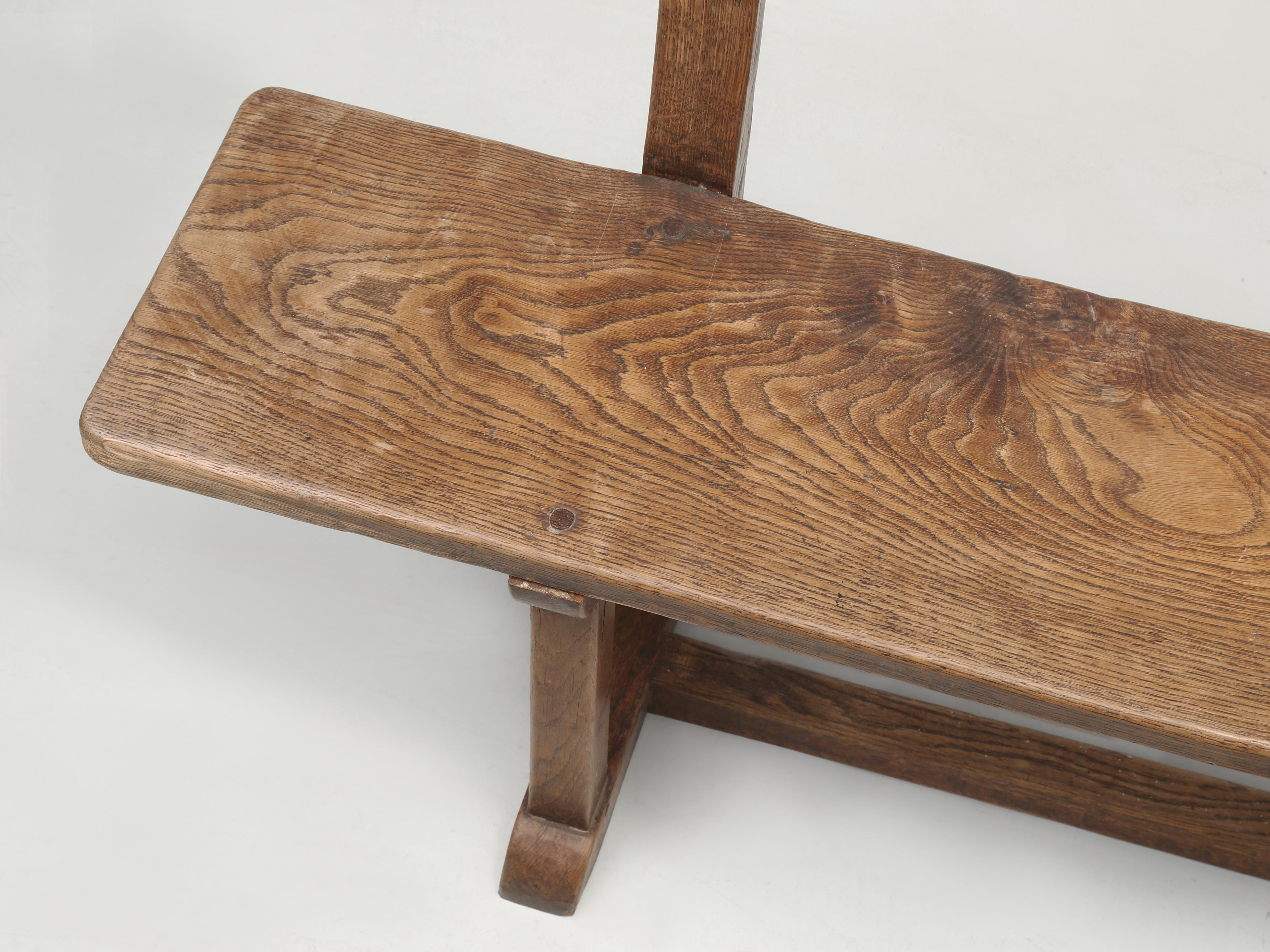 Robert Mouseman Thompson 1876-1955 Banco inglés con respaldo de riel de roble Asiento de tablón macizo en venta 1