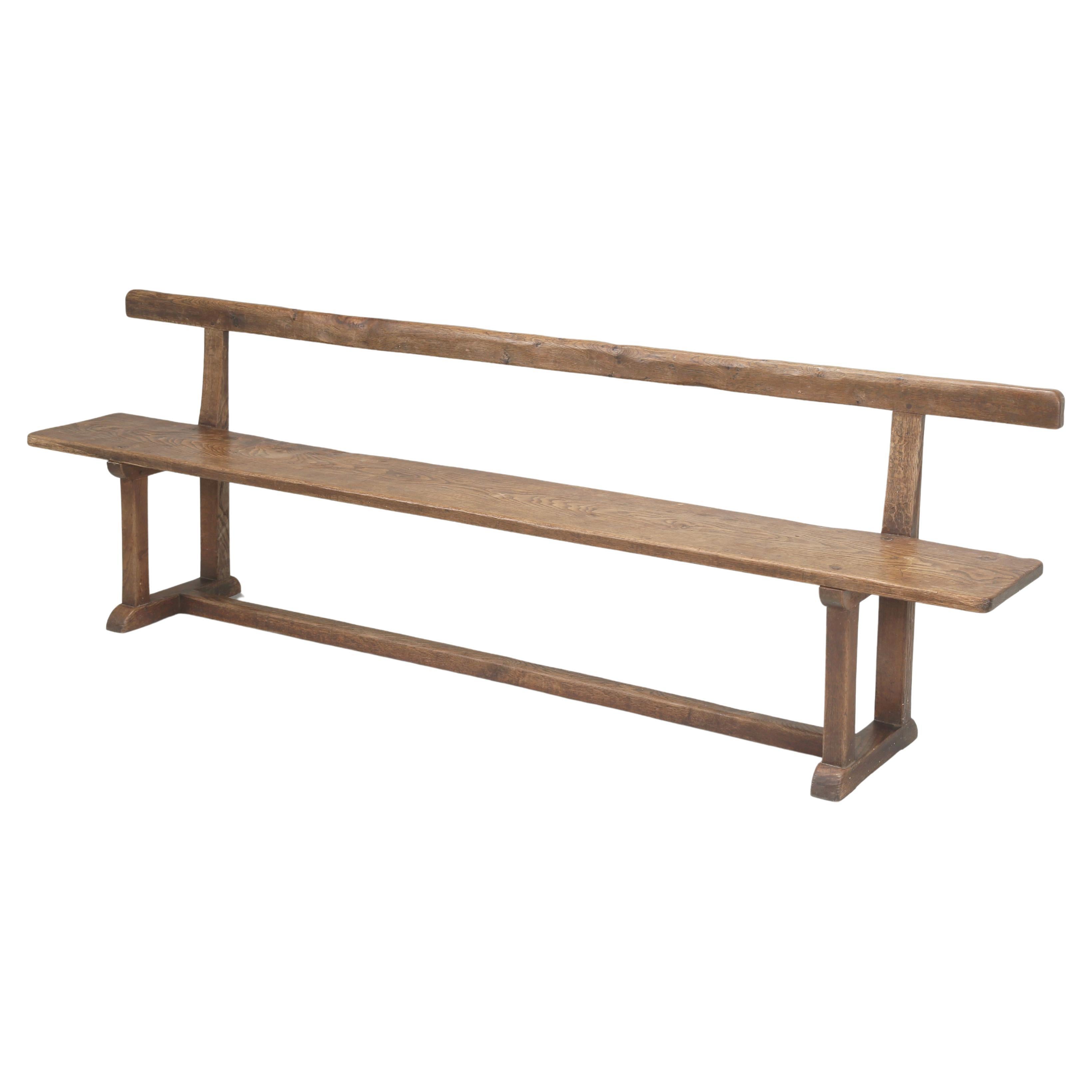 Robert Mouseman Thompson 1876-1955 Banco inglés con respaldo de riel de roble Asiento de tablón macizo en venta