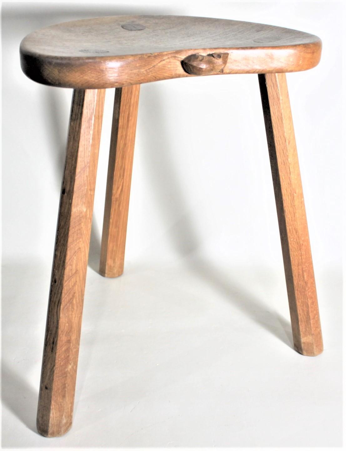 Robert 'Mouseman' Thompson Folk Art Carved Oak 3 Legged 'Cow' or Milking Stool 7