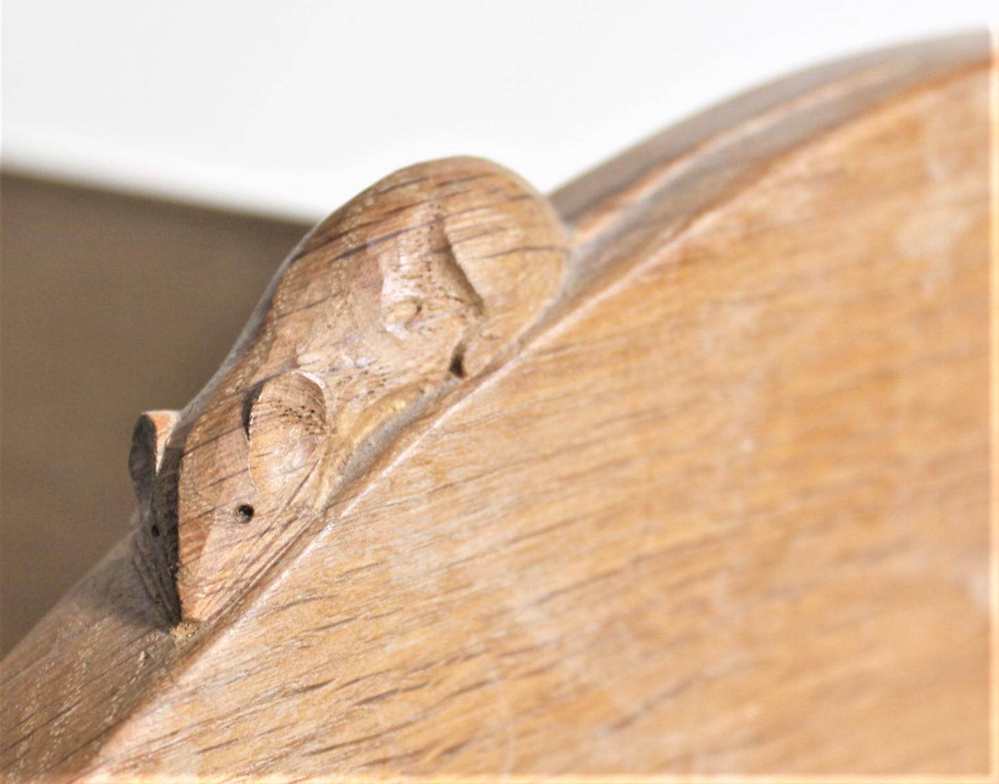 Robert 'Mouseman' Thompson Folk Art Carved Oak Desk Top Book Trough or Stand In Good Condition In Hamilton, Ontario