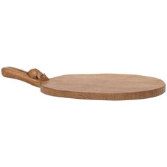 Vintage Robert Mouseman Thompson Oak cheeseboard with adzed top, England circa 1960