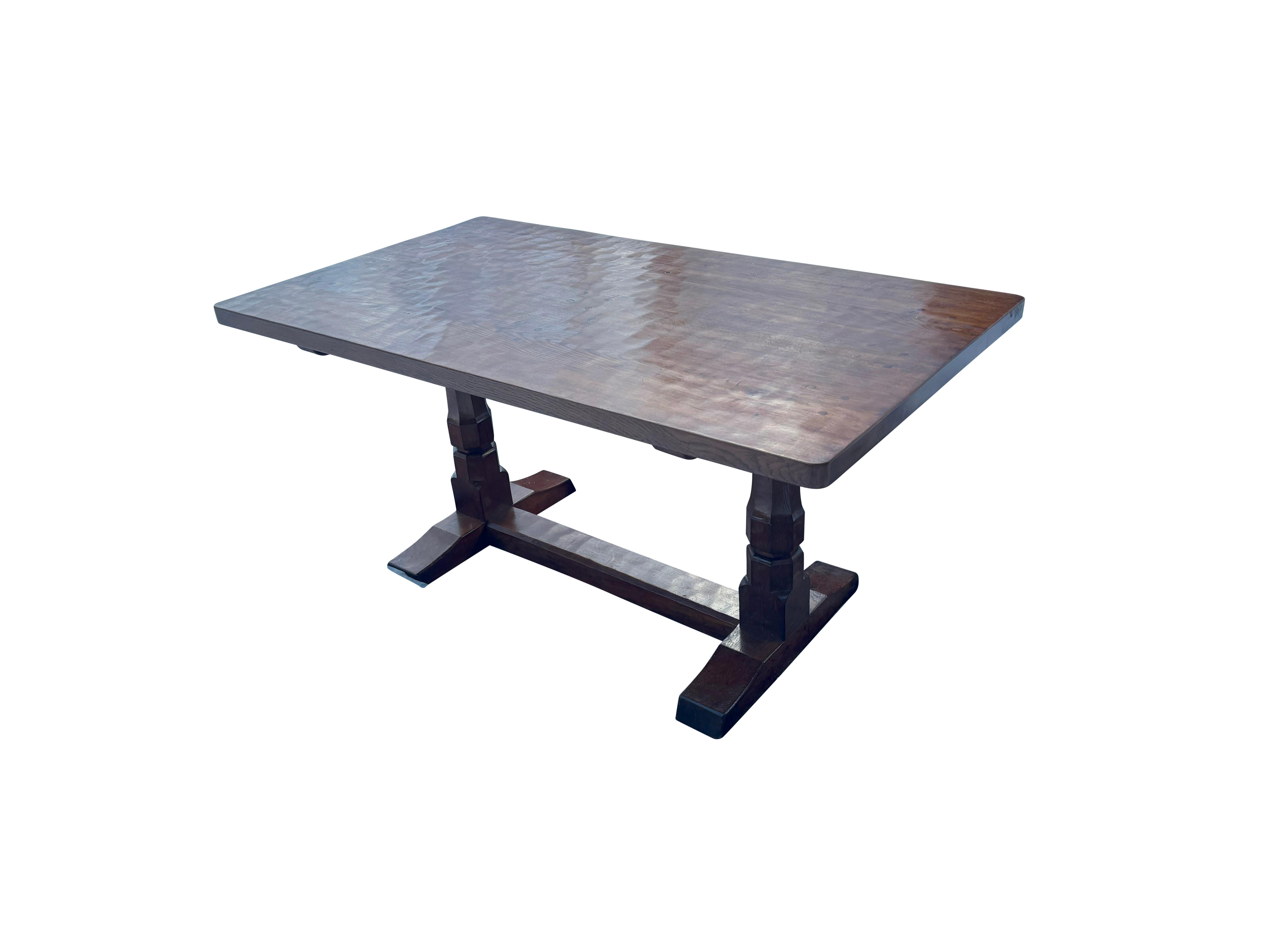 English Robert Mouseman Thompson Oak Dining Table For Sale