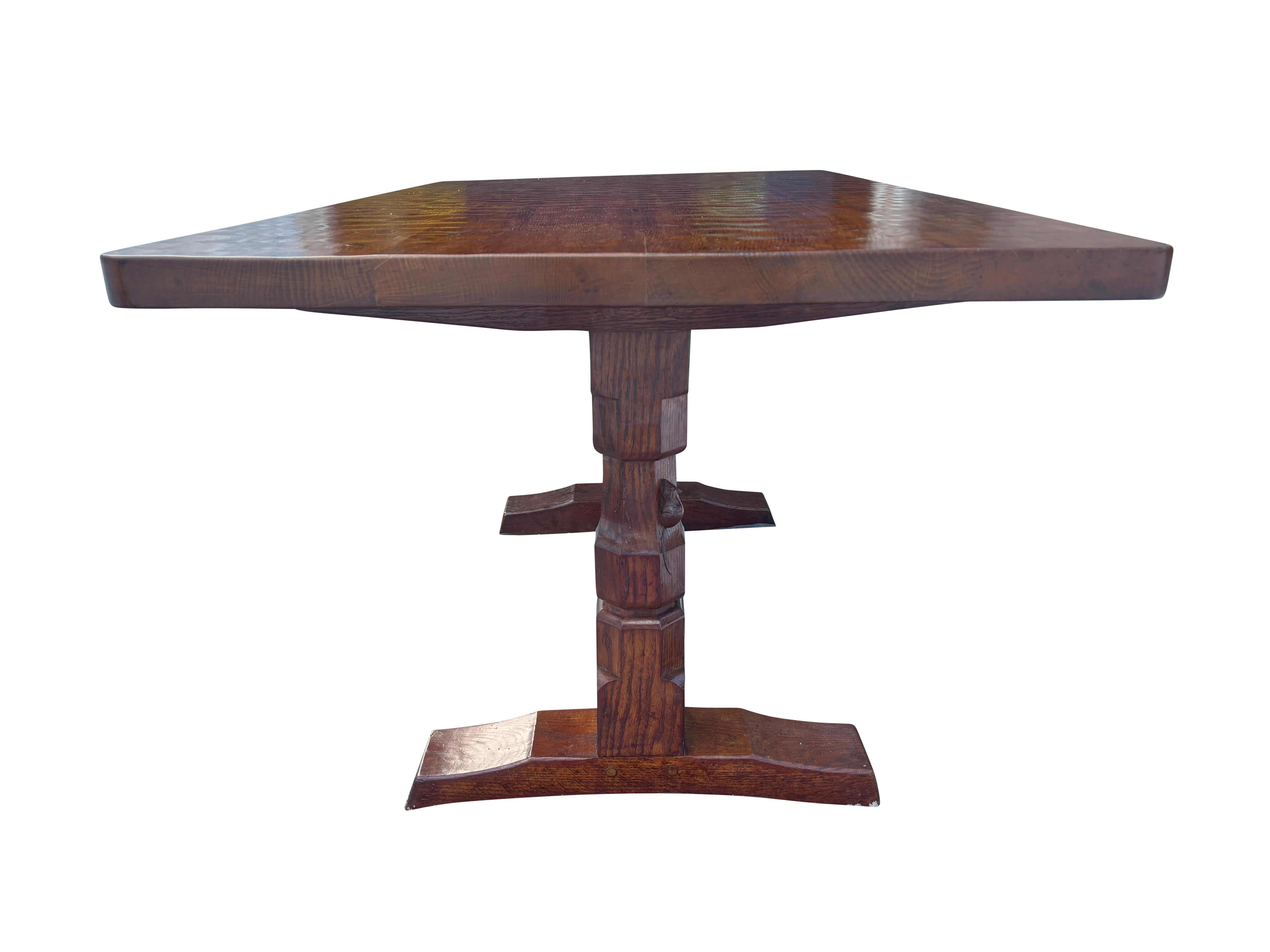 Robert Mouseman Thompson Oak Dining Table For Sale 1