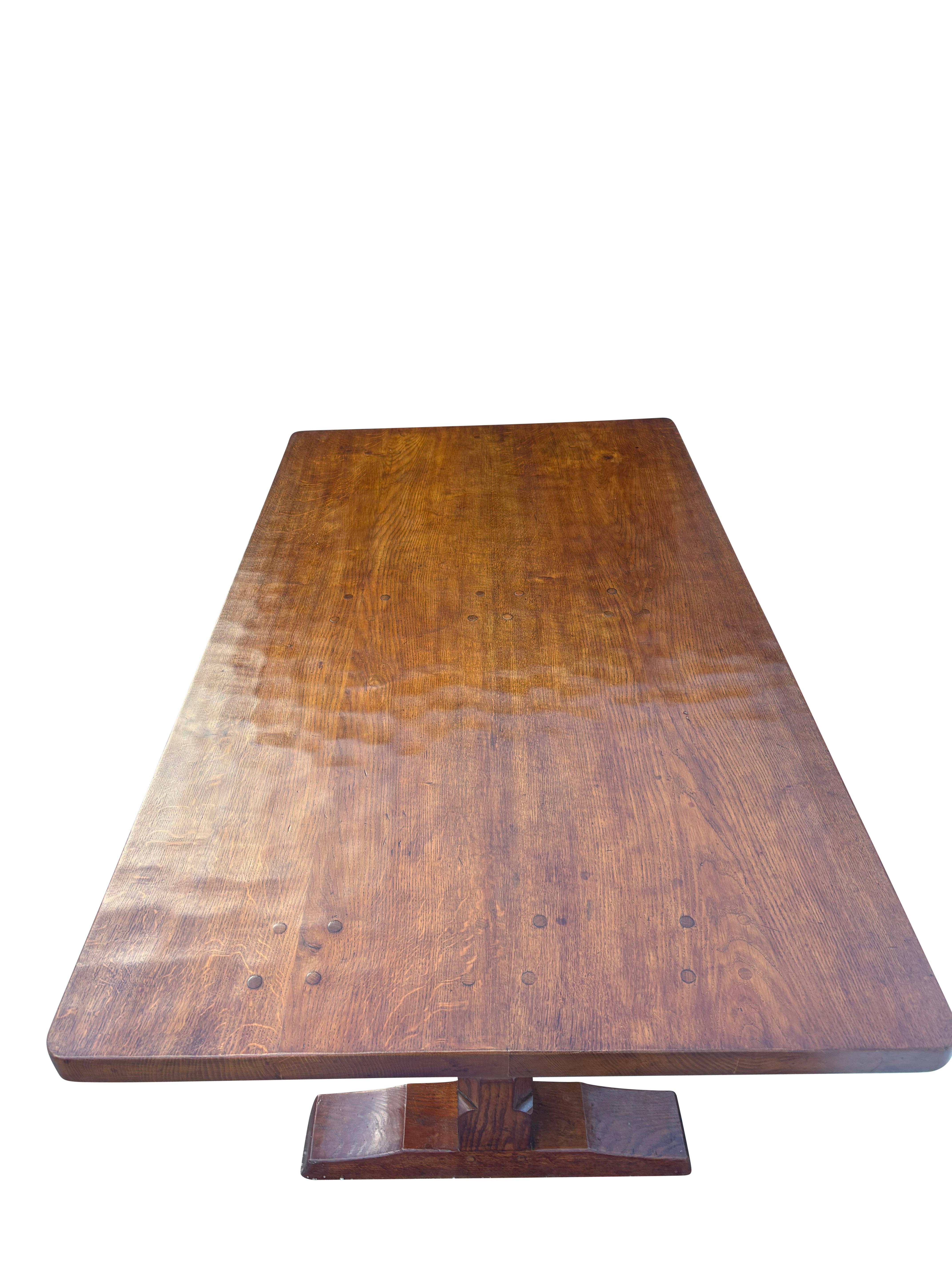 Robert Mouseman Thompson Oak Dining Table For Sale 2