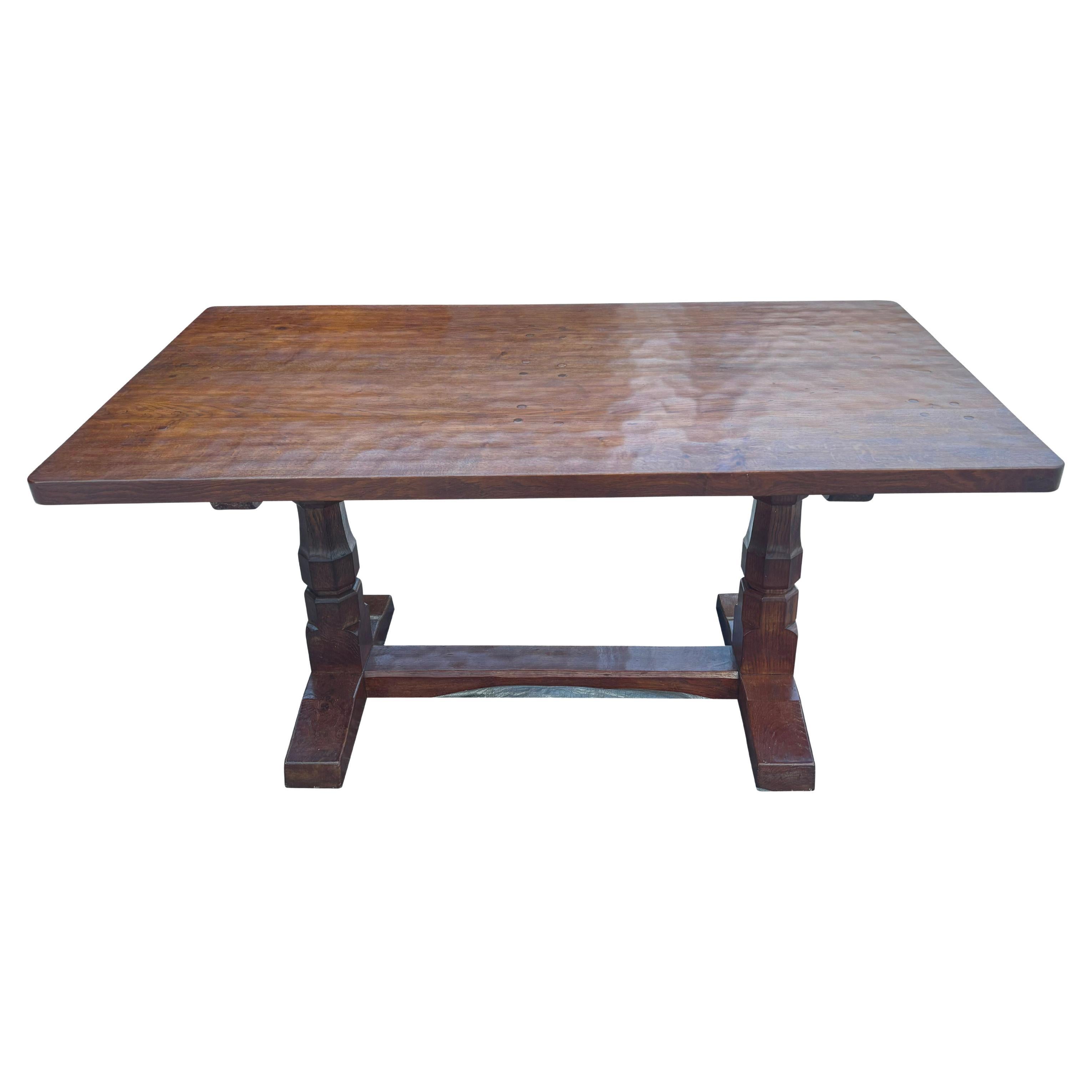 Robert Mouseman Thompson Oak Dining Table For Sale