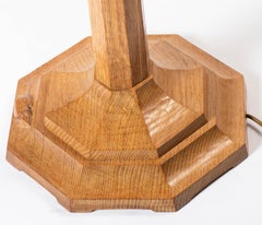 Robert “Mouseman” Thompson Octagonal Oak Standard Lamp, England, circa 1950