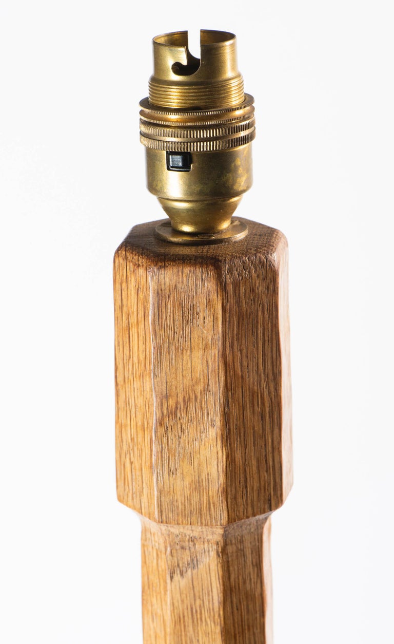 Robert “Mouseman” Thompson Octagonal Oak Standard Lamp, England, circa