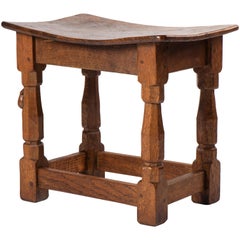 Robert “Mouseman” Thompson Rectangular Stool, England, circa 1940