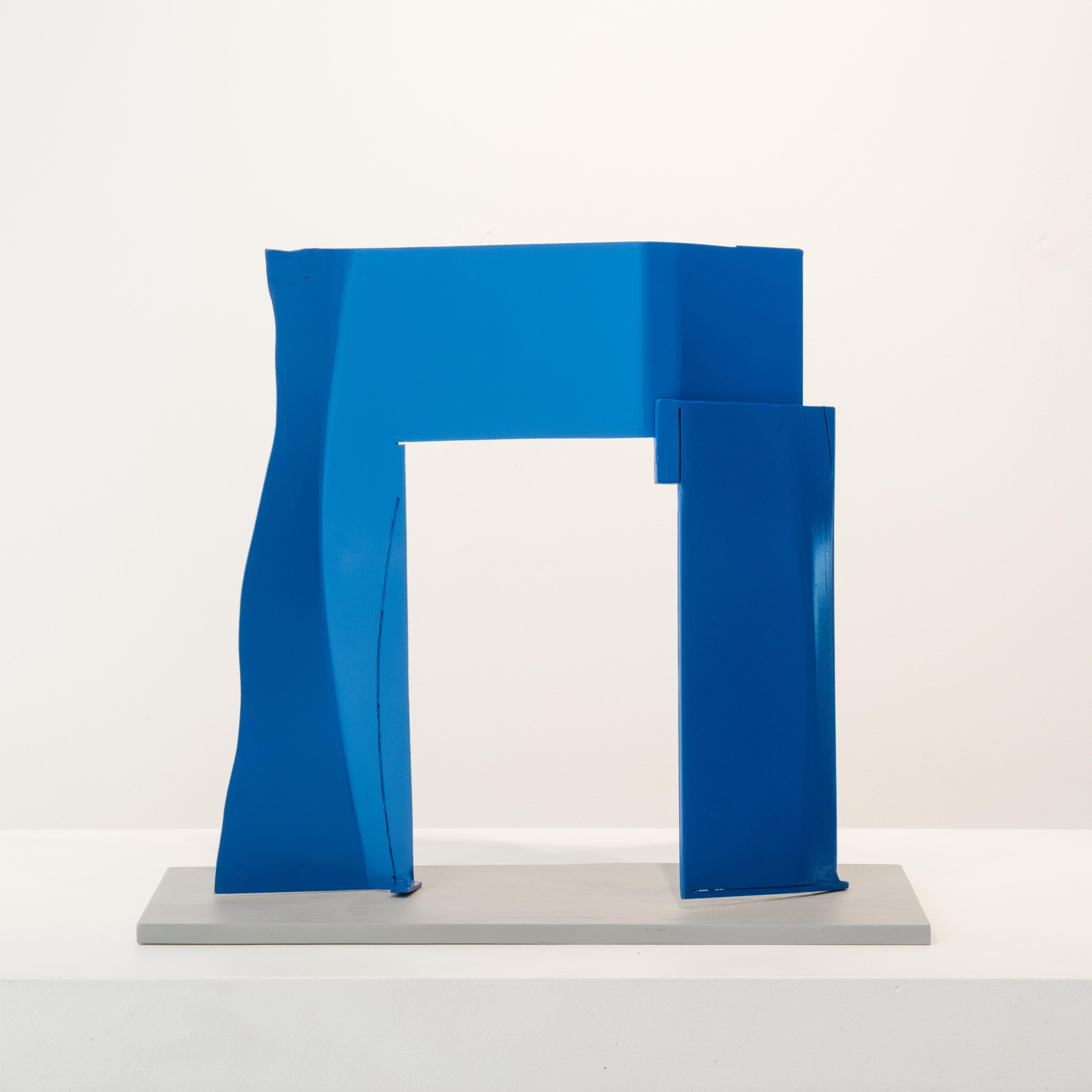 Robert Murray Abstract Sculpture - Blue Arch, aluminum sculpture painted blue (maquette)