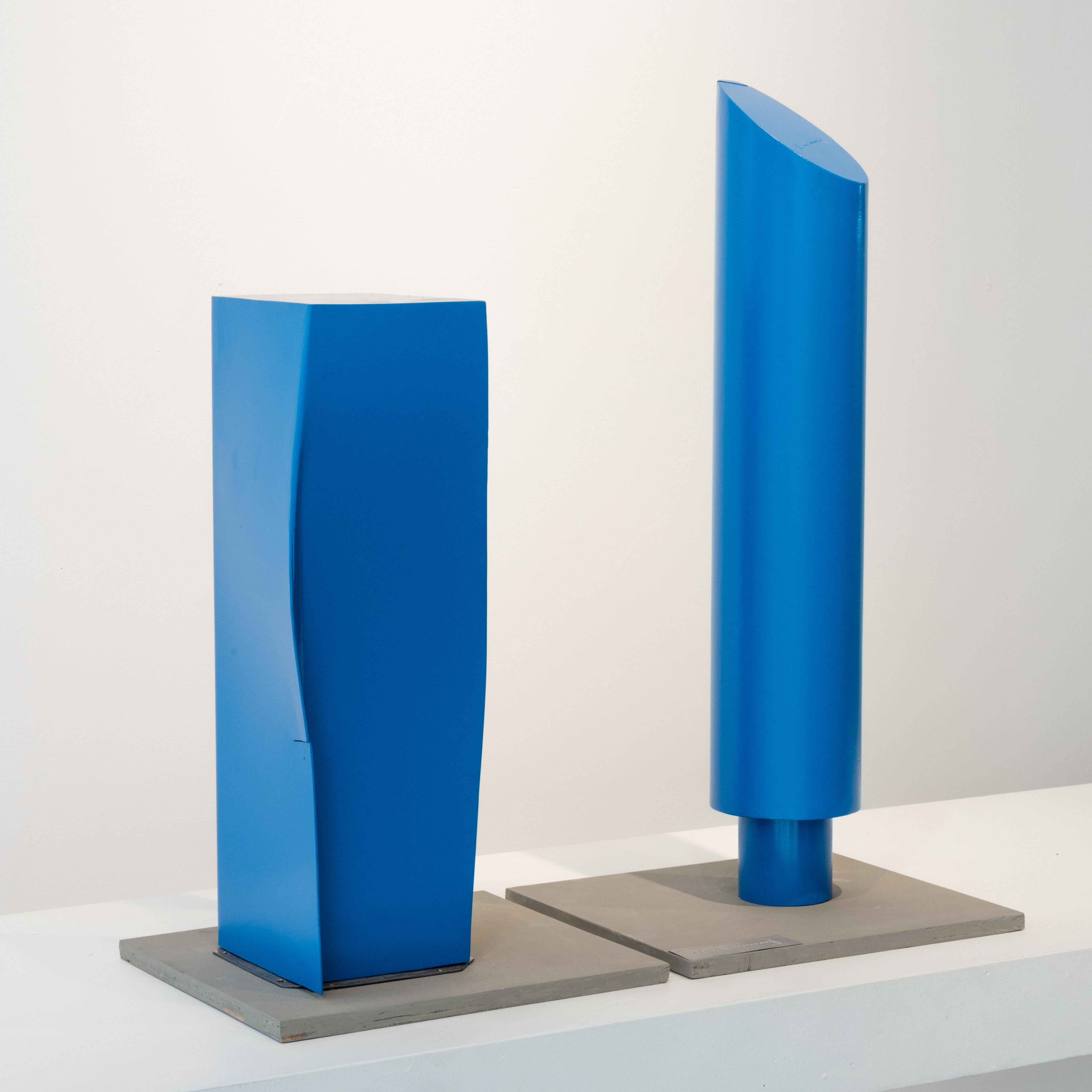 Blue Columns, steel sculpture painted blue (maquette) - Sculpture by Robert Murray