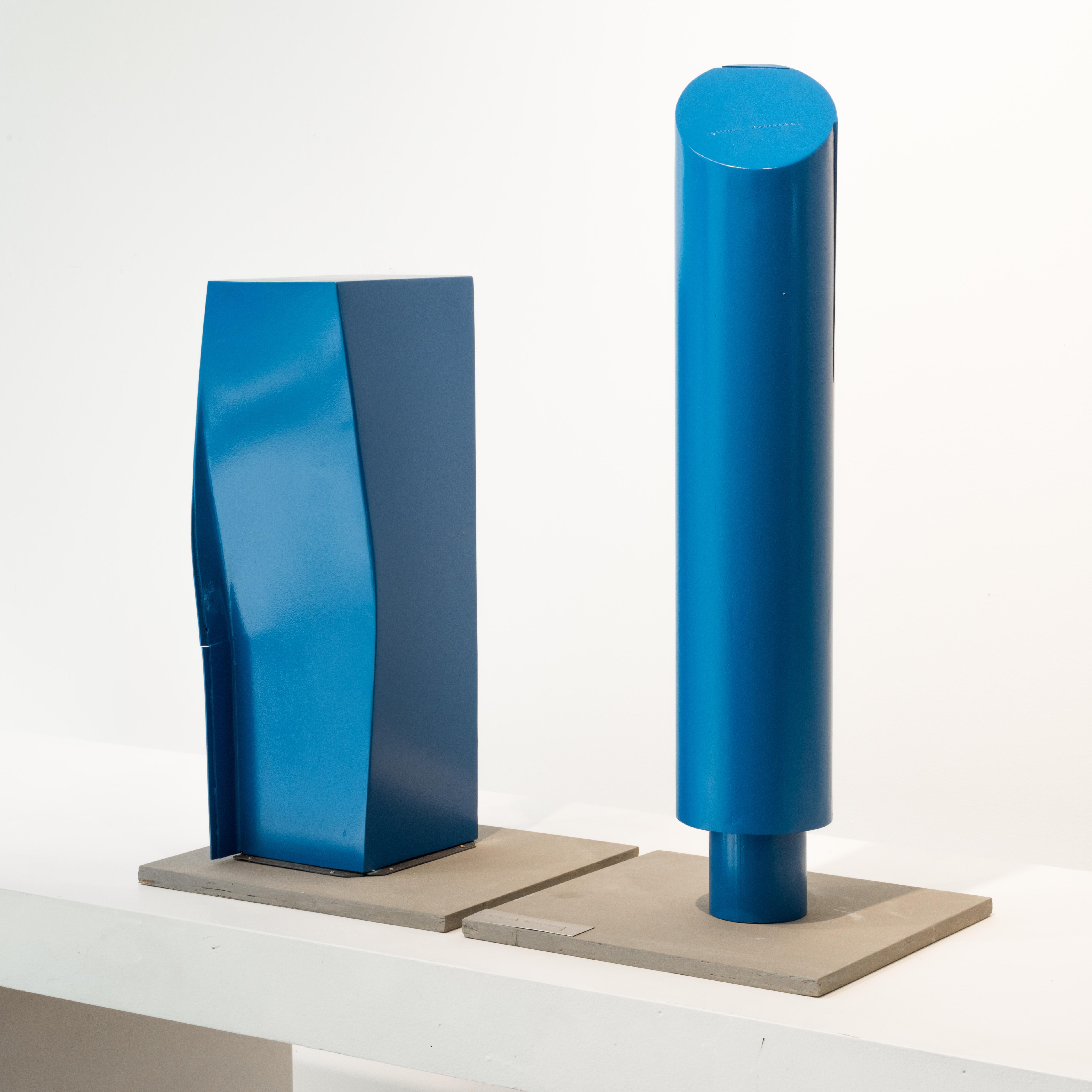 Blue Columns, steel sculpture painted blue (maquette) - Abstract Geometric Sculpture by Robert Murray