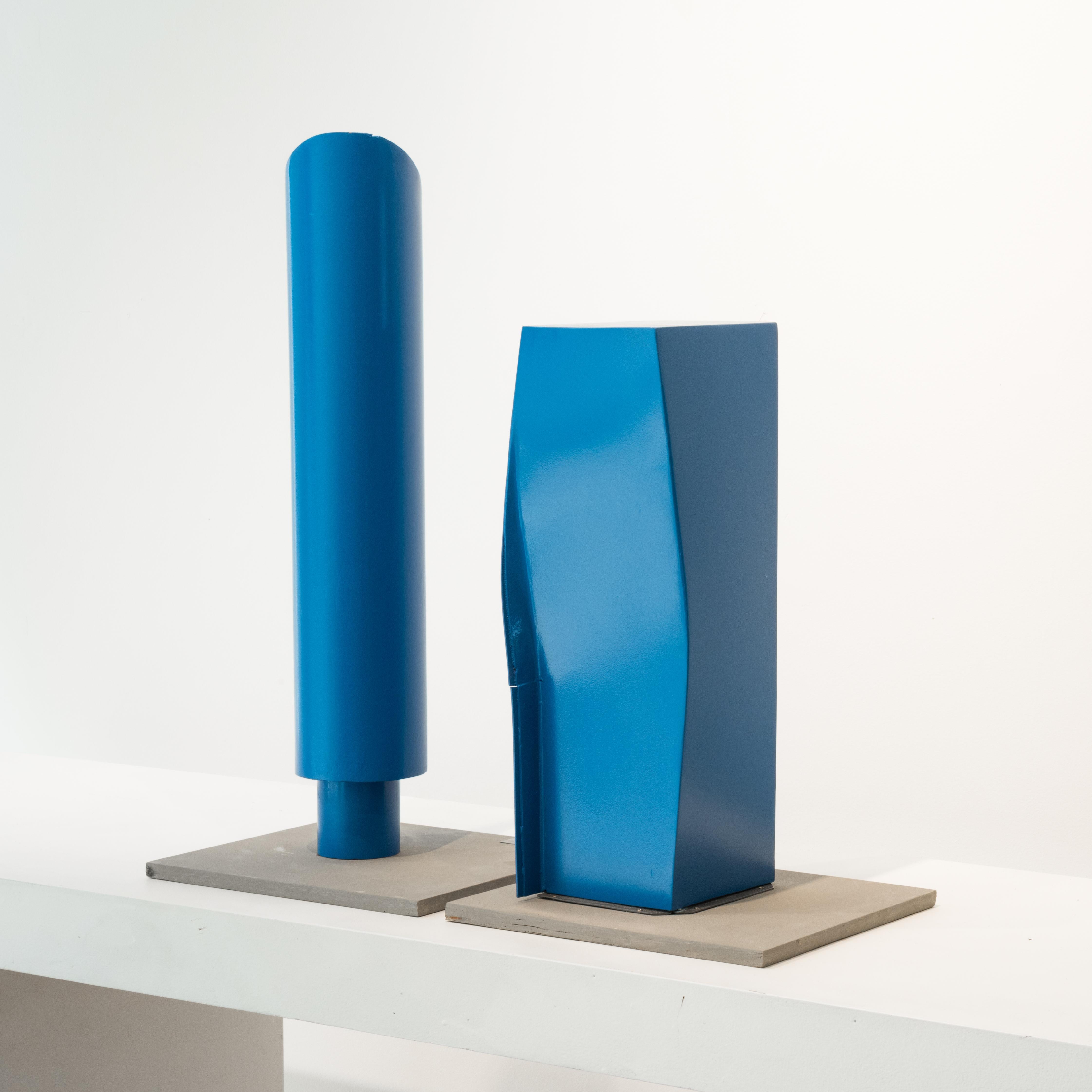 Blue Columns, steel sculpture painted blue (maquette) For Sale 1