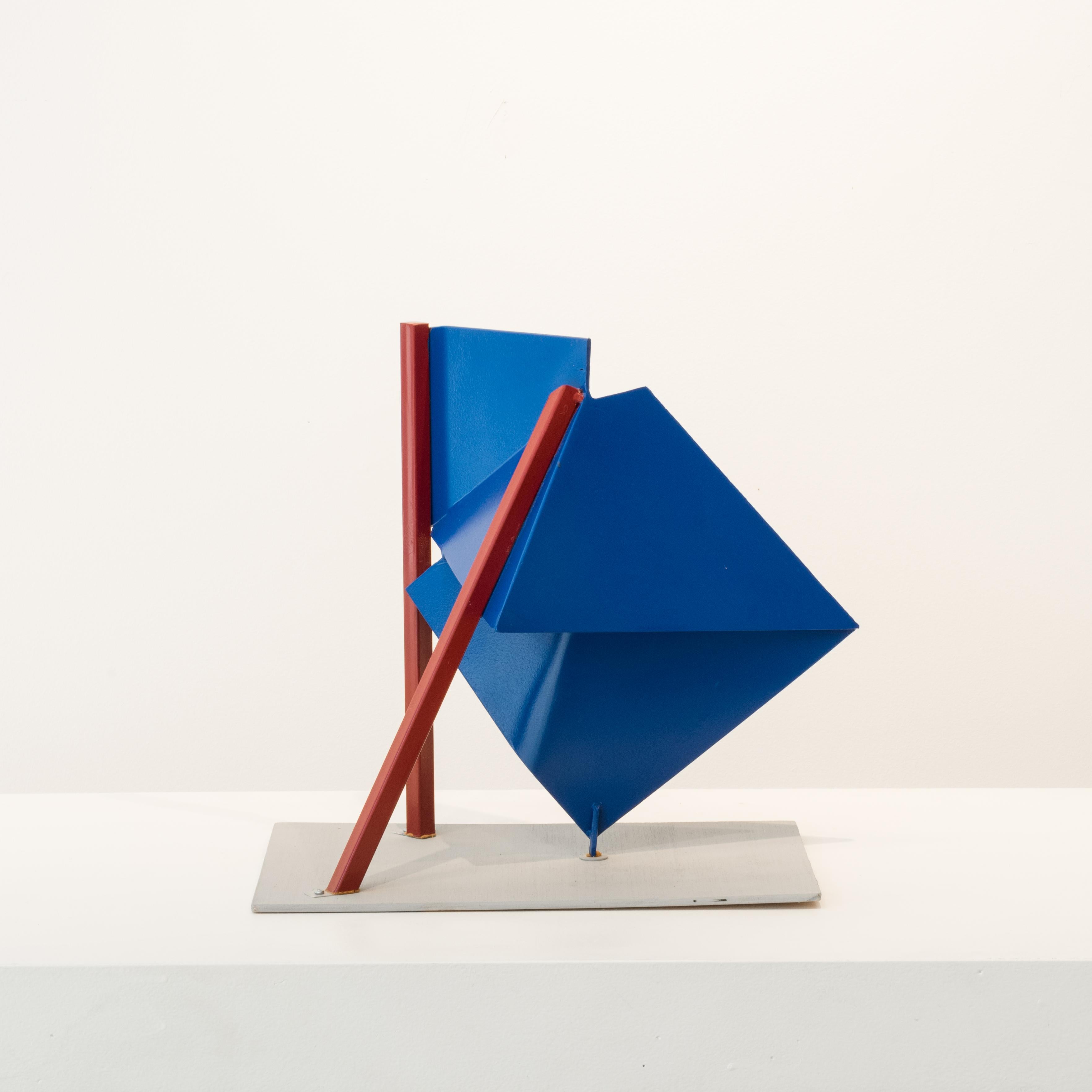 Robert Murray Abstract Sculpture - Lillooet, steel sculpture painted blue and red (maquette)