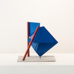Lillooet, steel sculpture painted blue and red (maquette)