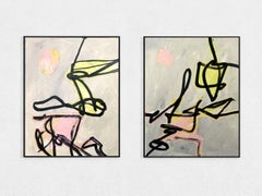 Diptyque « Solstice Dancers » (Deux peintures), techniques mixtes sur toile