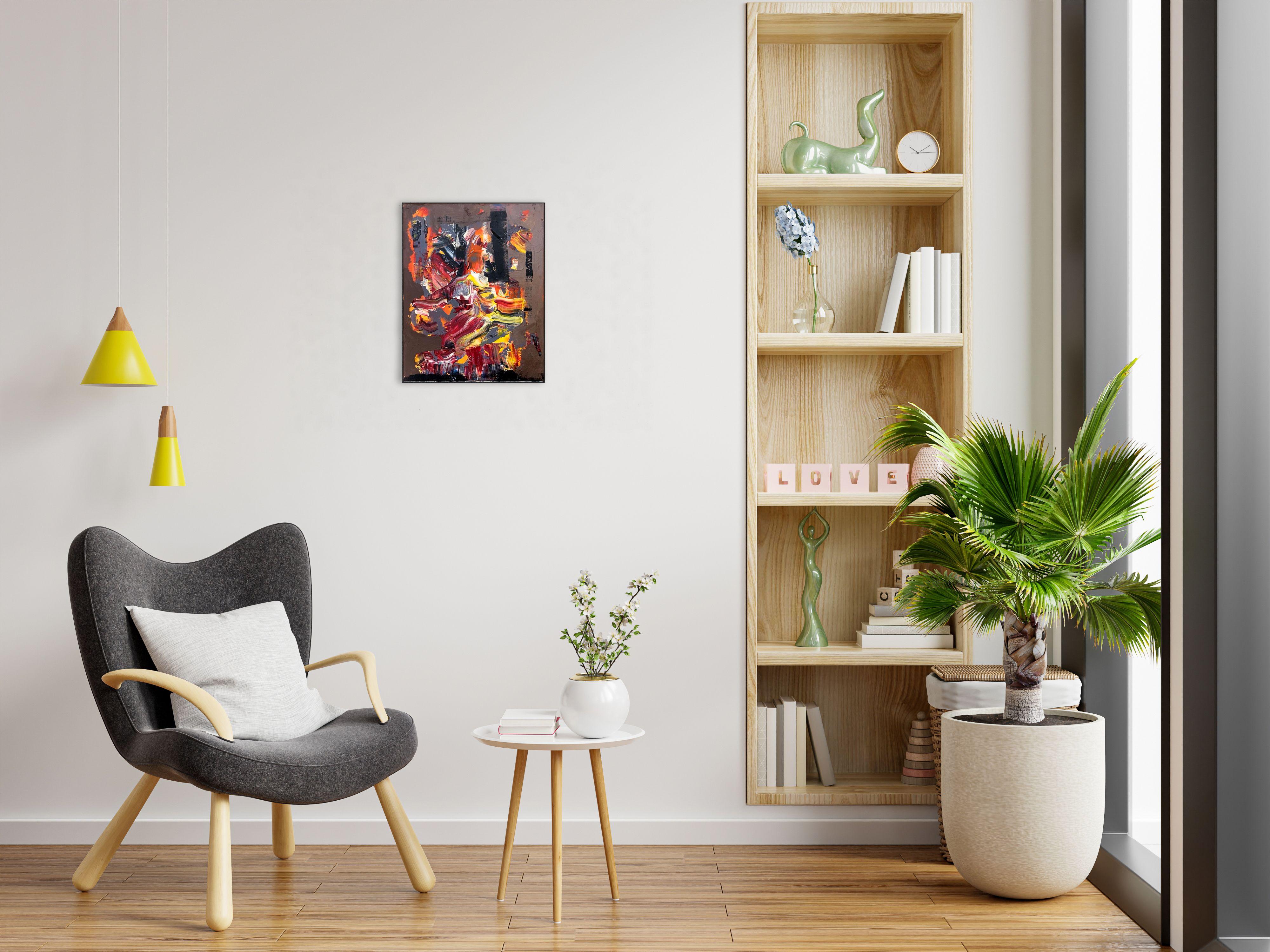 El marrón y el óxido chocan con el rojo para crear una cálida composición :: Pintura :: Abstracta :: Esta obra viene con un certificado oficial de autenticidad firmado por el artista :: Lista para colgar: Sí :: Firmada: Sí :: Ubicación de la firma:
