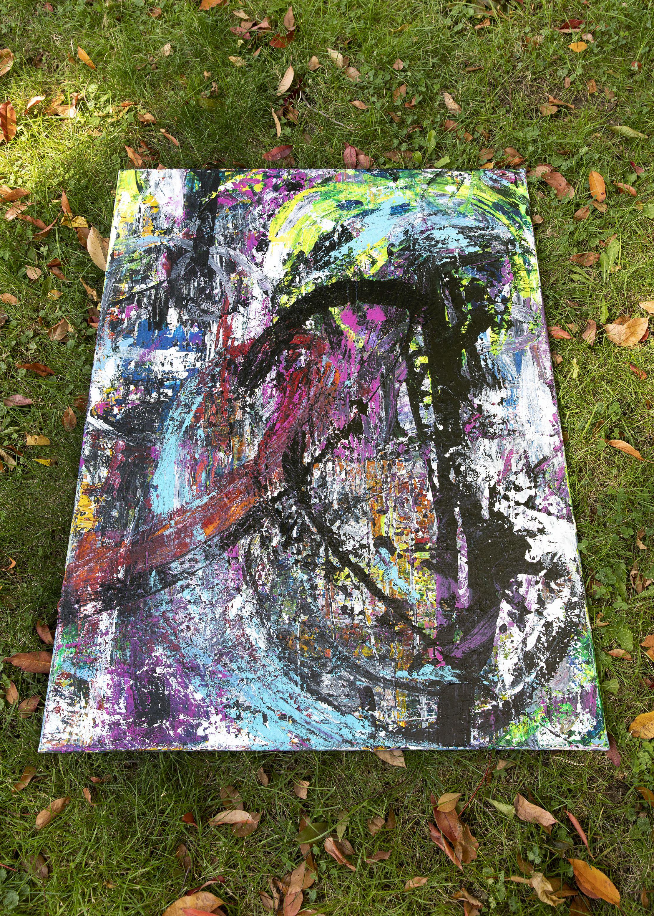 Hot Time, Pintura, Acrílico sobre lienzo - Abstract Painting Negro de Robert Musser