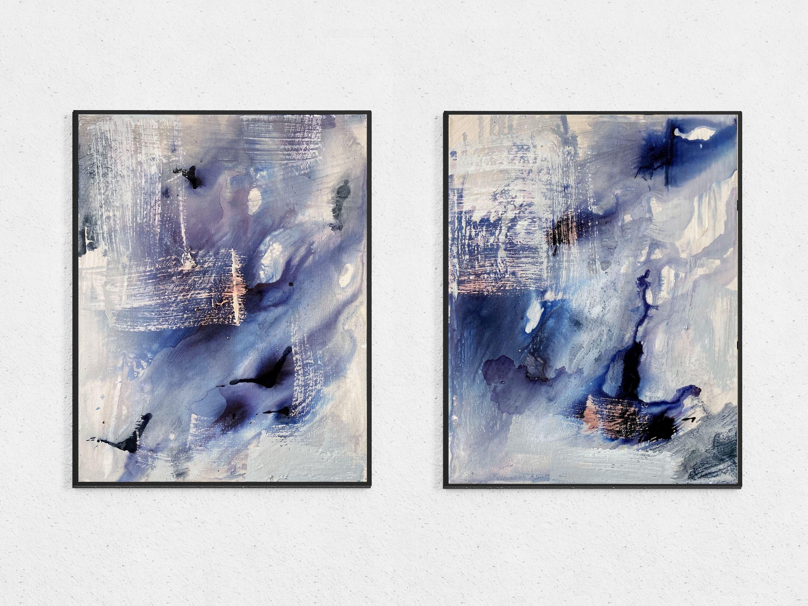 Díptico Río Añil (Dos Cuadros), Pintura, Acrílico sobre lienzo - Painting Abstracto de Robert Musser