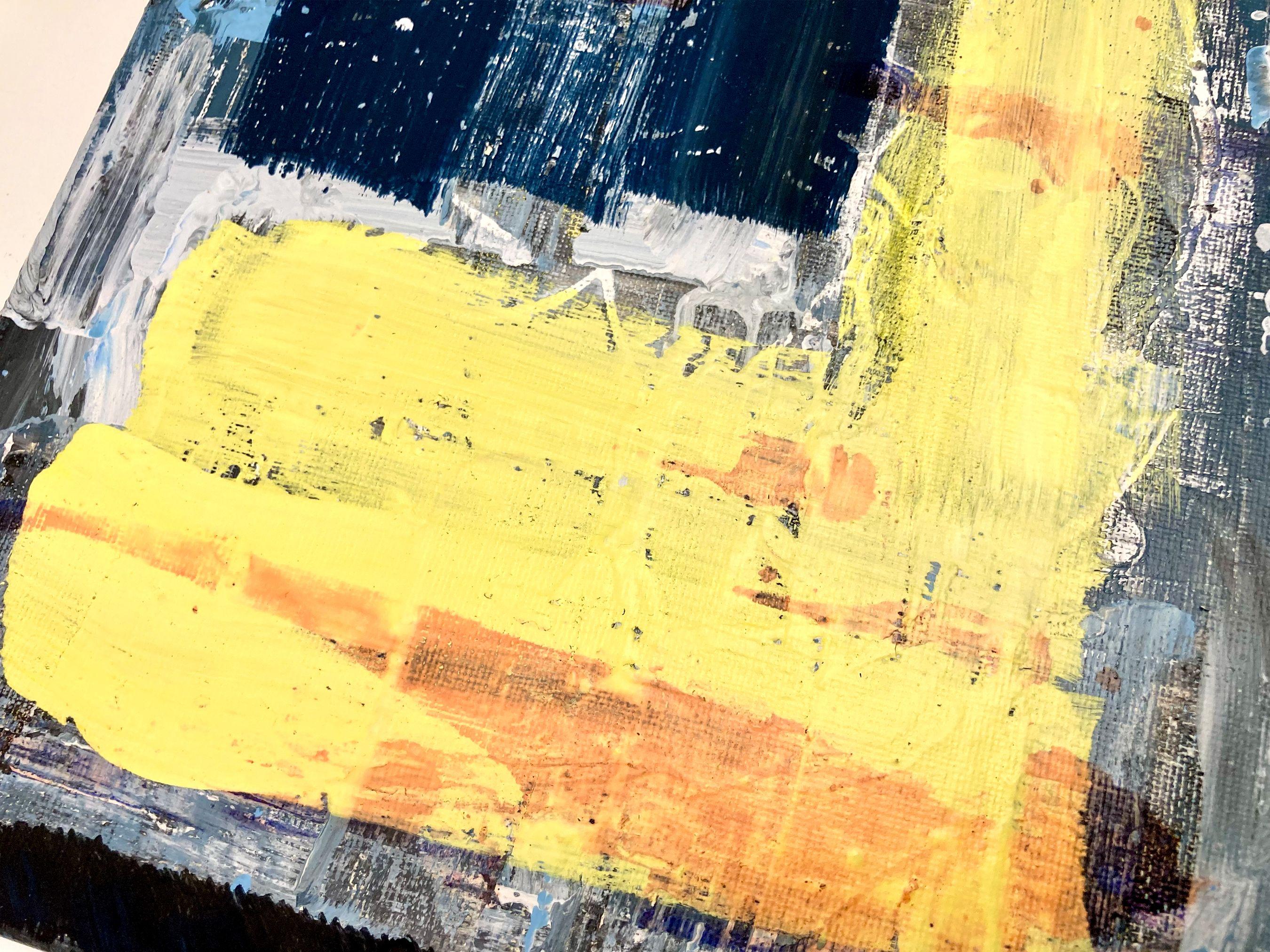 Il blu intenso contrasta con il giallo tenue in questa composizione di due quadri. Da appendere separatamente o insieme.  Due dipinti 11 