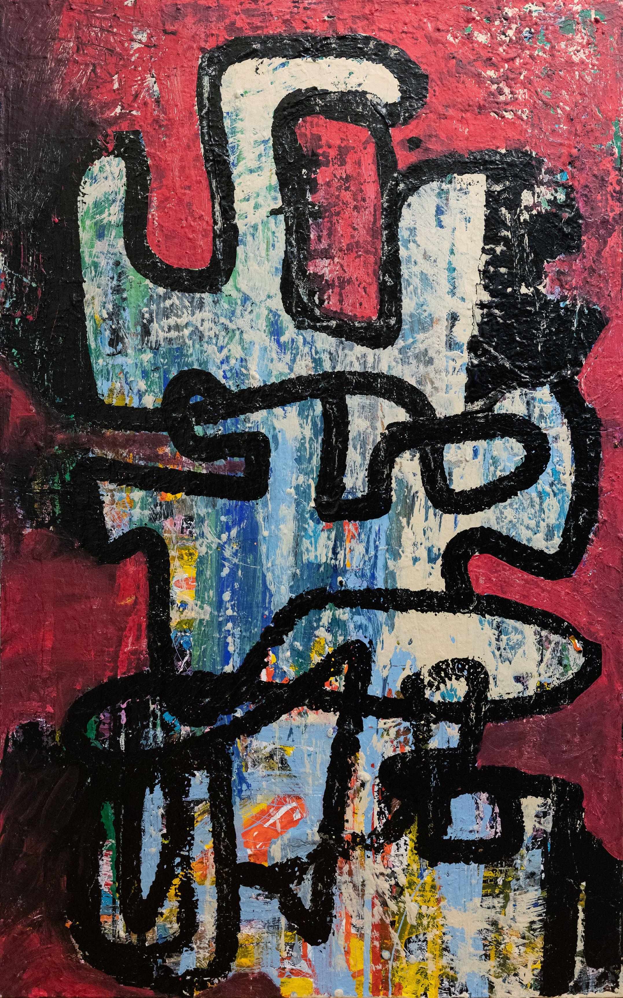 Abstract Painting di Robert Musser - Camper rosa 1, Pittura, Acrilico su tela