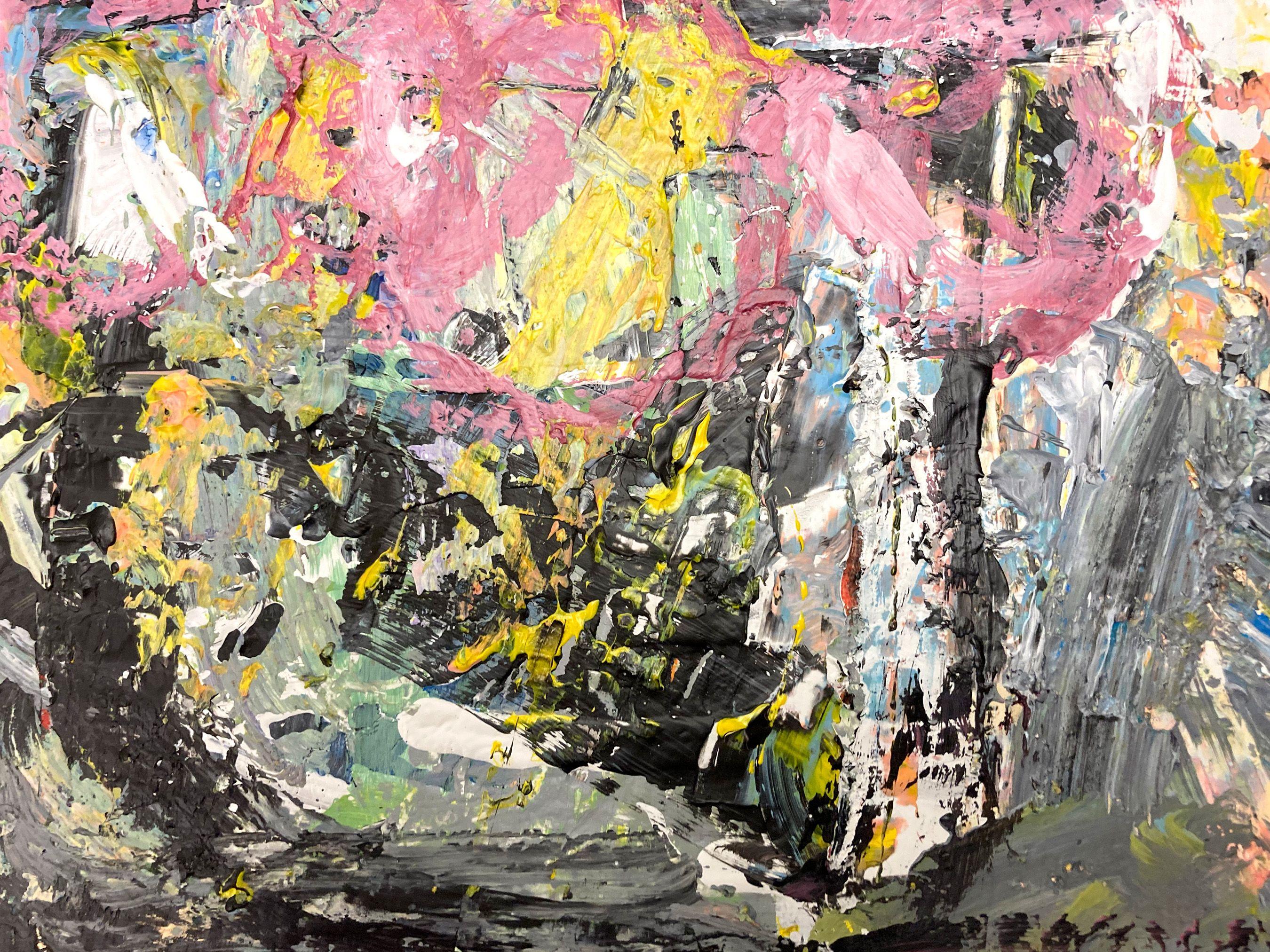Rustico di viole rosa - Dittico (due dipinti), Pittura, Acrilico su tela - Painting Astratto di Robert Musser