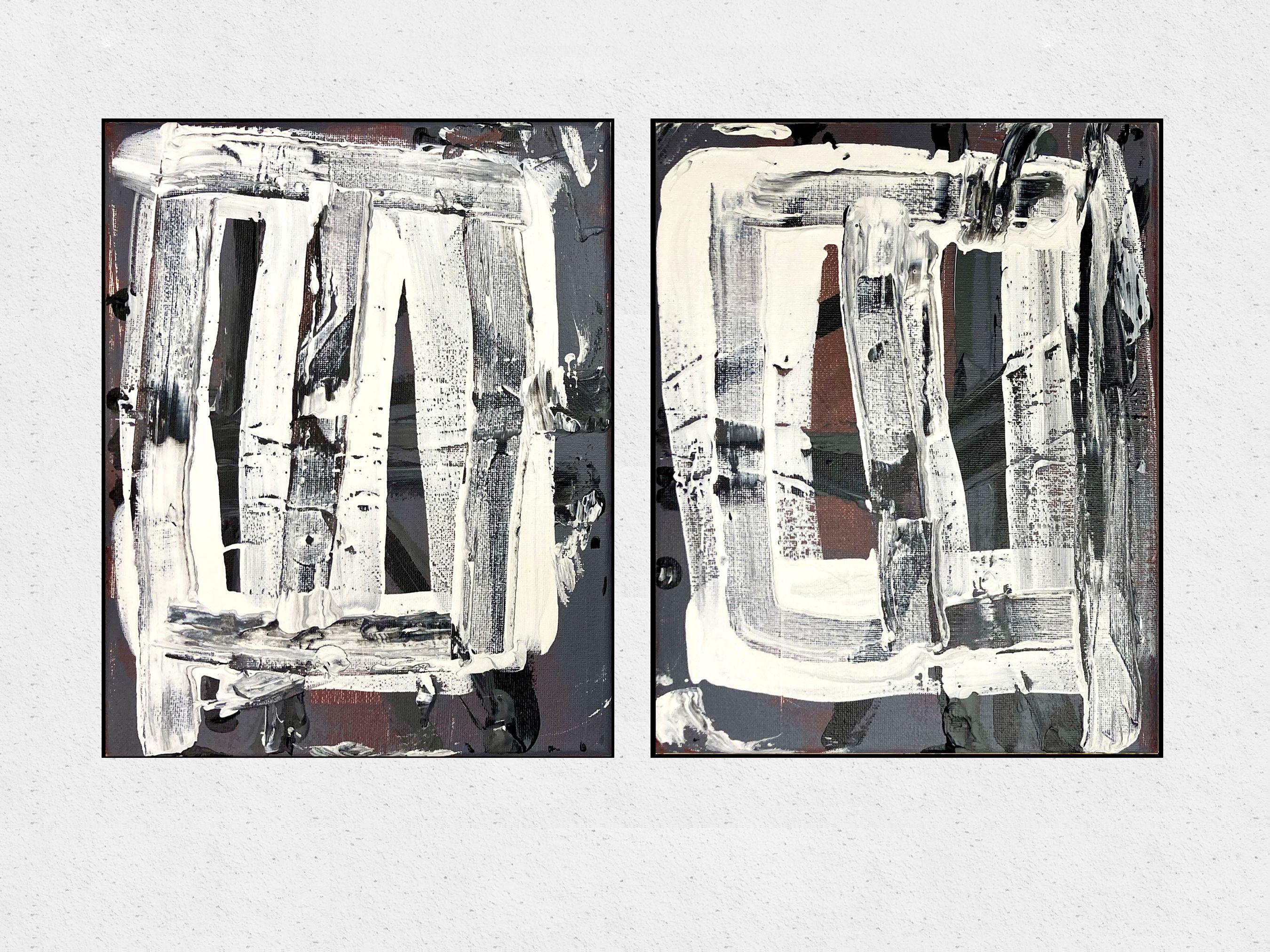 Giorno di neve - Dittico (due dipinti), Pittura, Acrilico su tela - Painting di Robert Musser