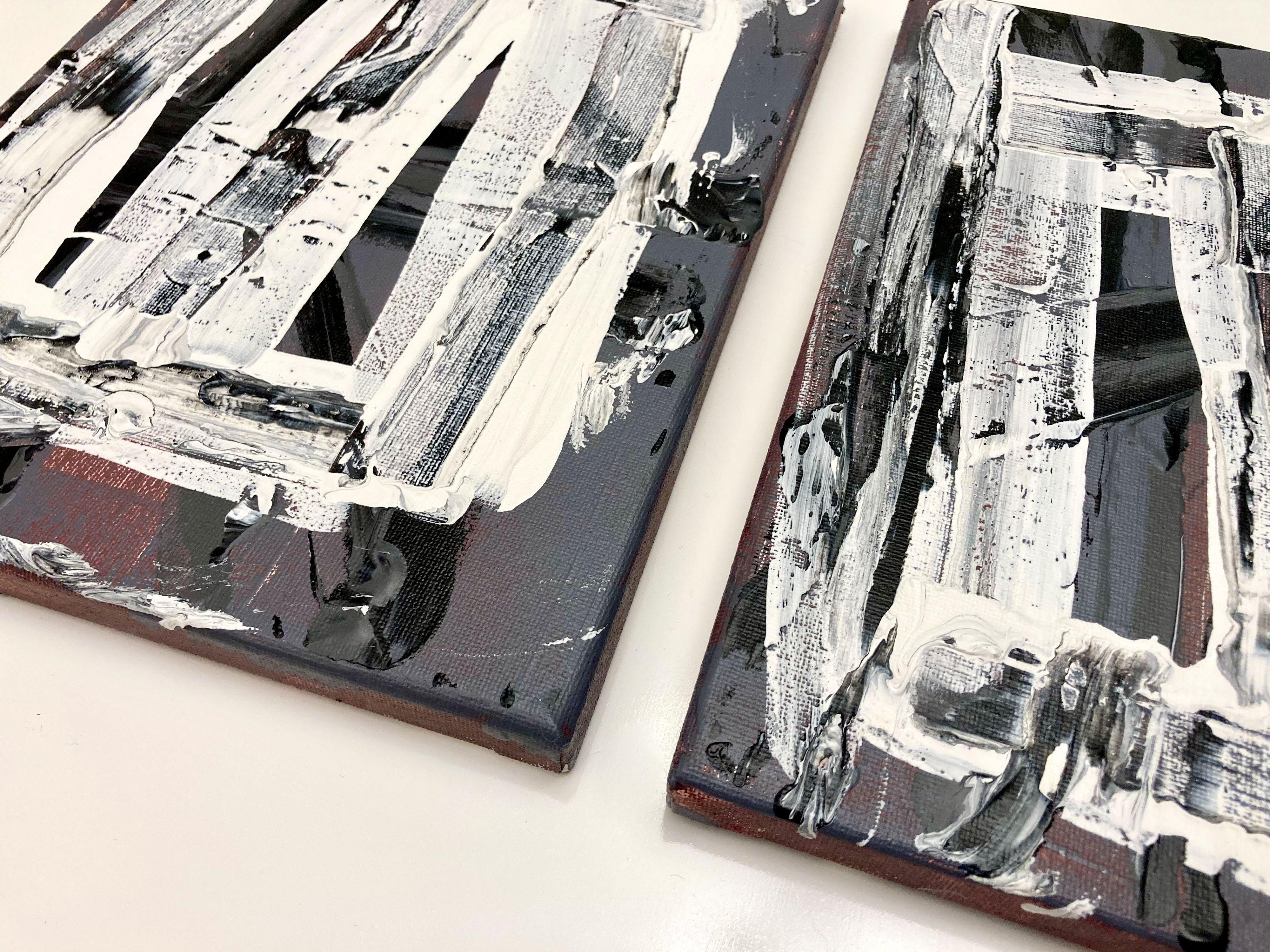 Giorno di neve - Dittico (due dipinti), Pittura, Acrilico su tela - Abstract Painting Grigio di Robert Musser