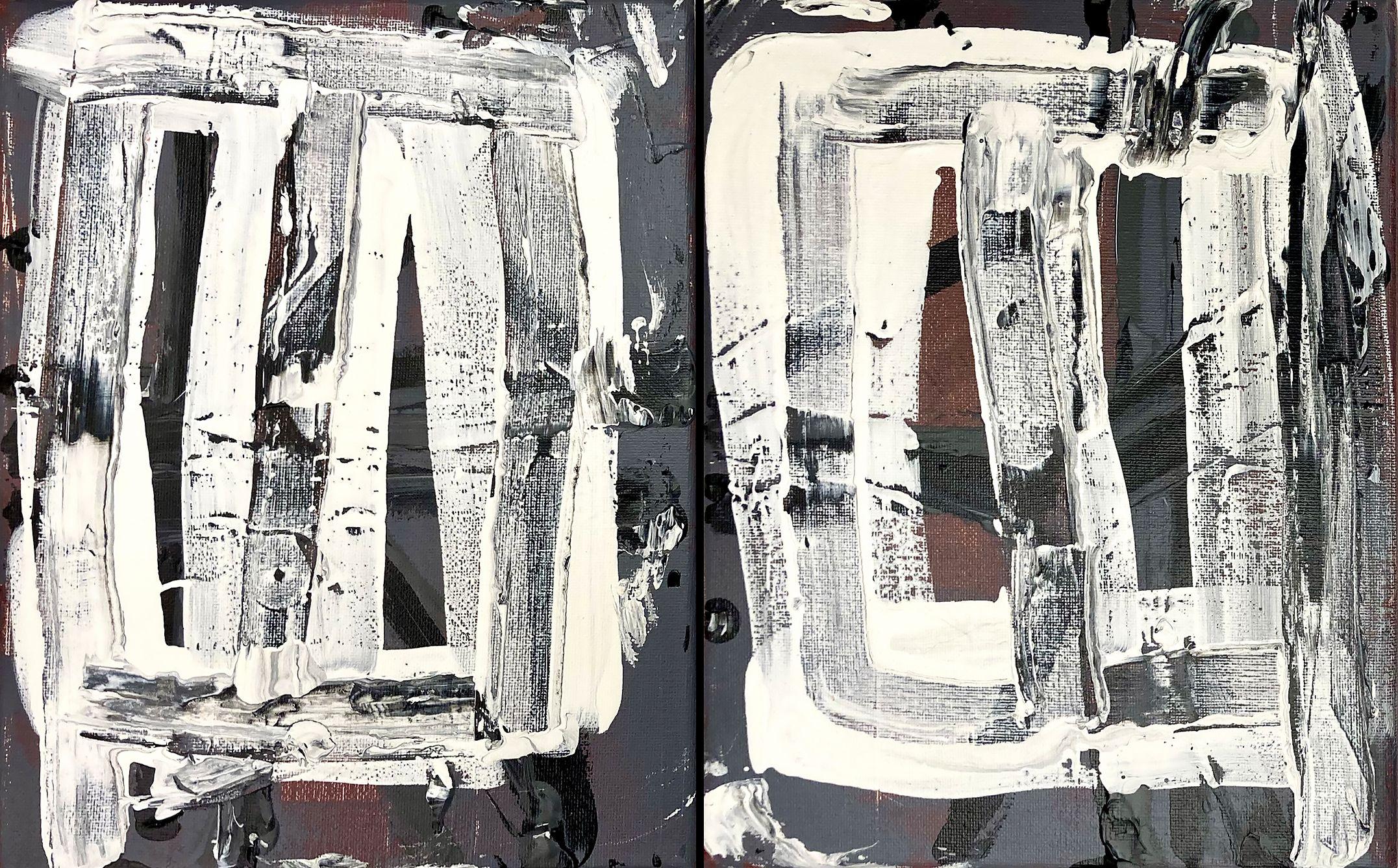 Abstract Painting di Robert Musser - Giorno di neve - Dittico (due dipinti), Pittura, Acrilico su tela