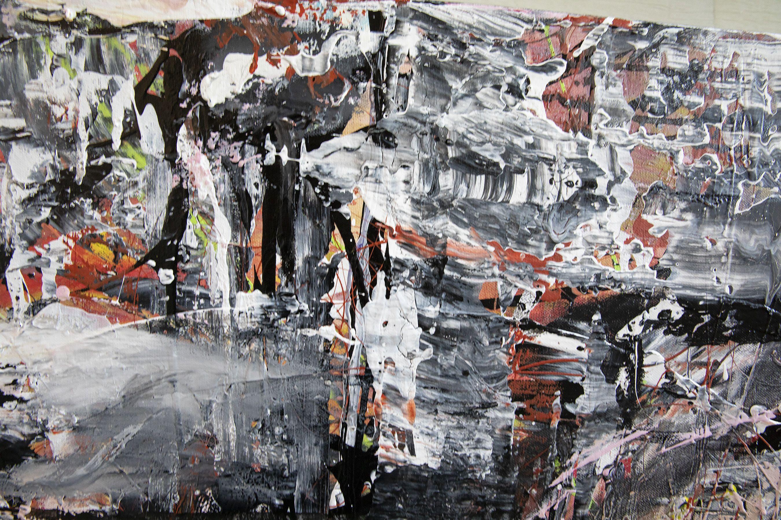 Platos giratorios, Pintura, Acrílico sobre lienzo - Abstract Painting Negro de Robert Musser