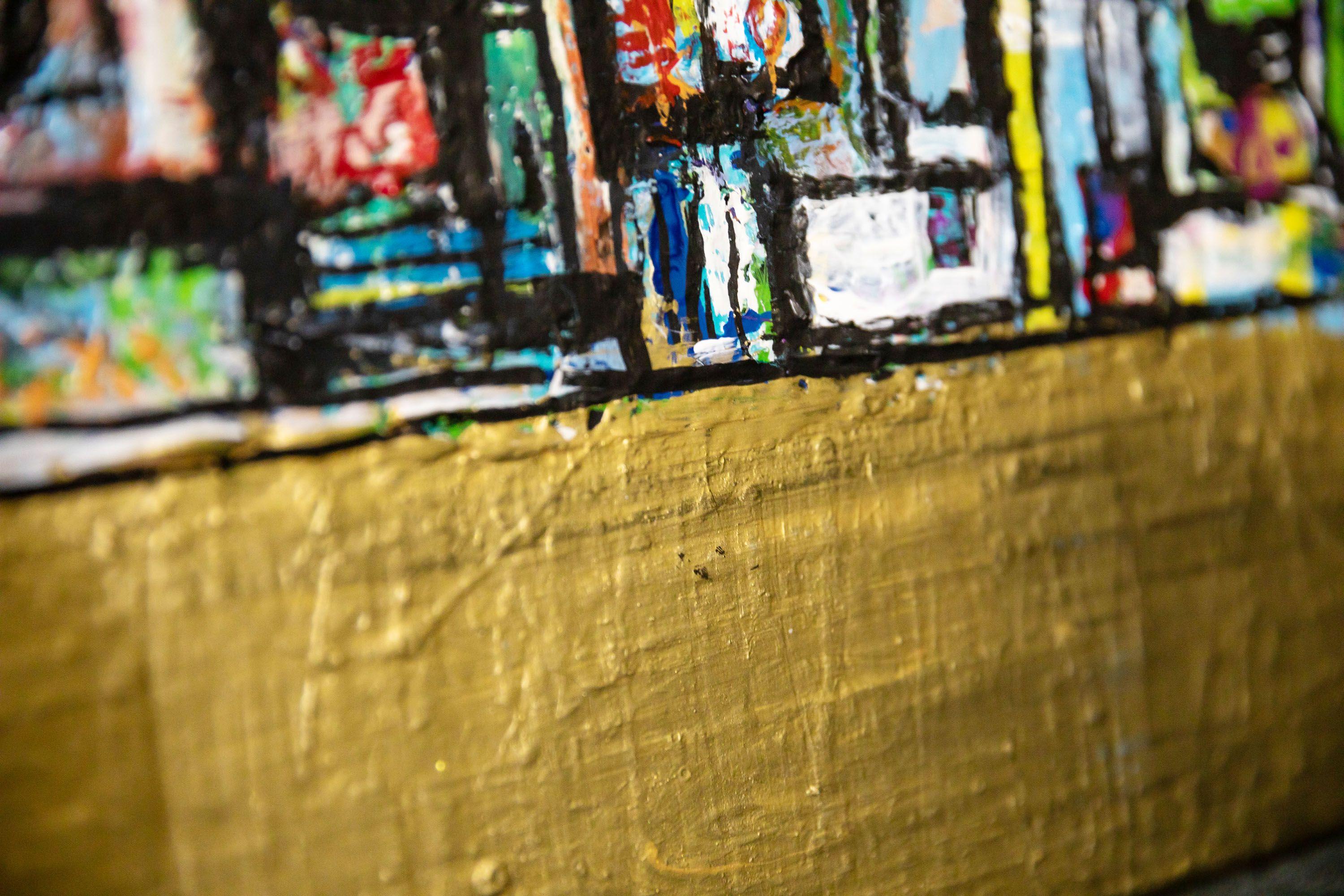 Trucks & Trains, peinture, acrylique sur toile - Abstrait Painting par Robert Musser