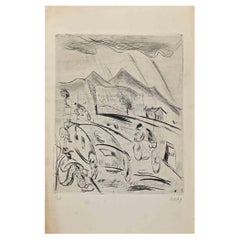 The Race - Original Etching by Robert Naly - Mid 20th Century