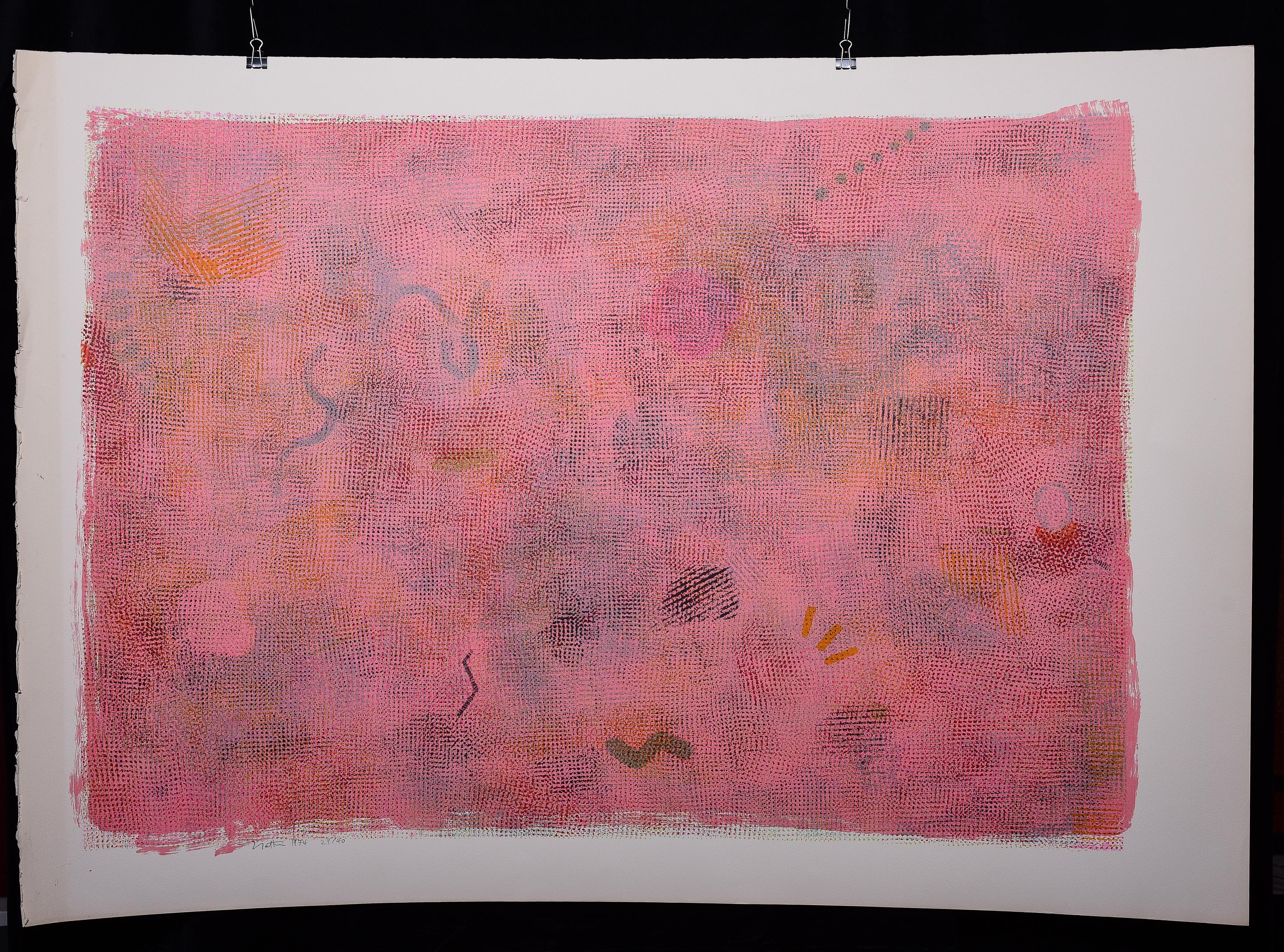 Robert Natkin abstrakter Impressionist Zahlen limitierte Auflage Lithographie. Gegründet 1974 als Nummer 27 von insgesamt 40. Es ist ein besonders lebhaftes Exemplar mit einer äußerst angenehmen Farbpalette, das aussieht, als wäre es gestern