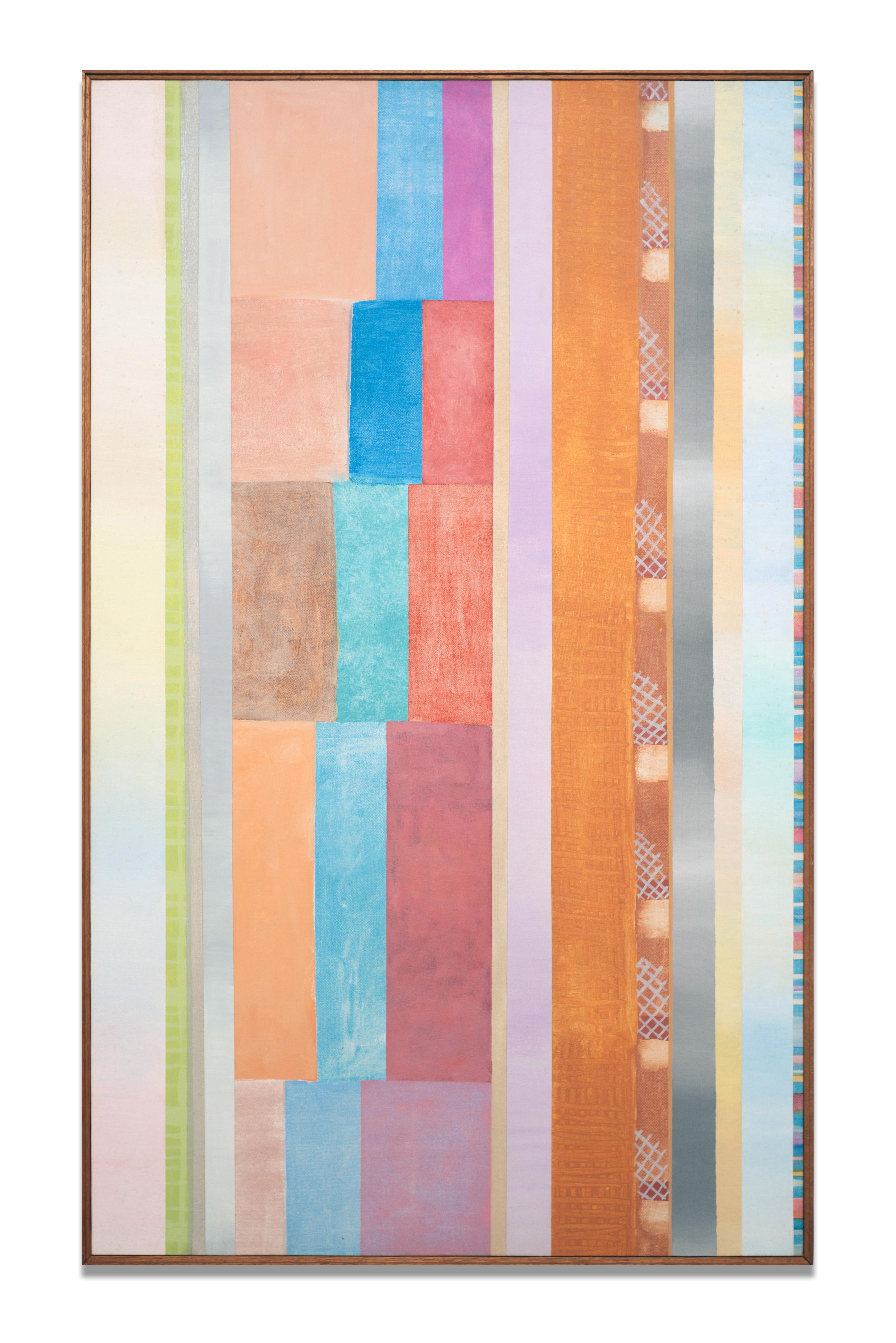 Abstract Painting di Robert Natkin - Espressionista astratto, geometrico, strisce multicolori, acrilico su tela