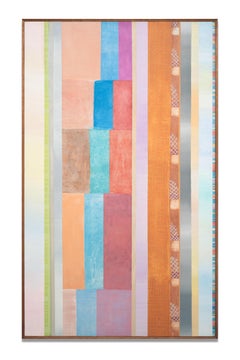 Expresionista abstracto, geométrico, rayas multicolores, acrílico sobre lienzo