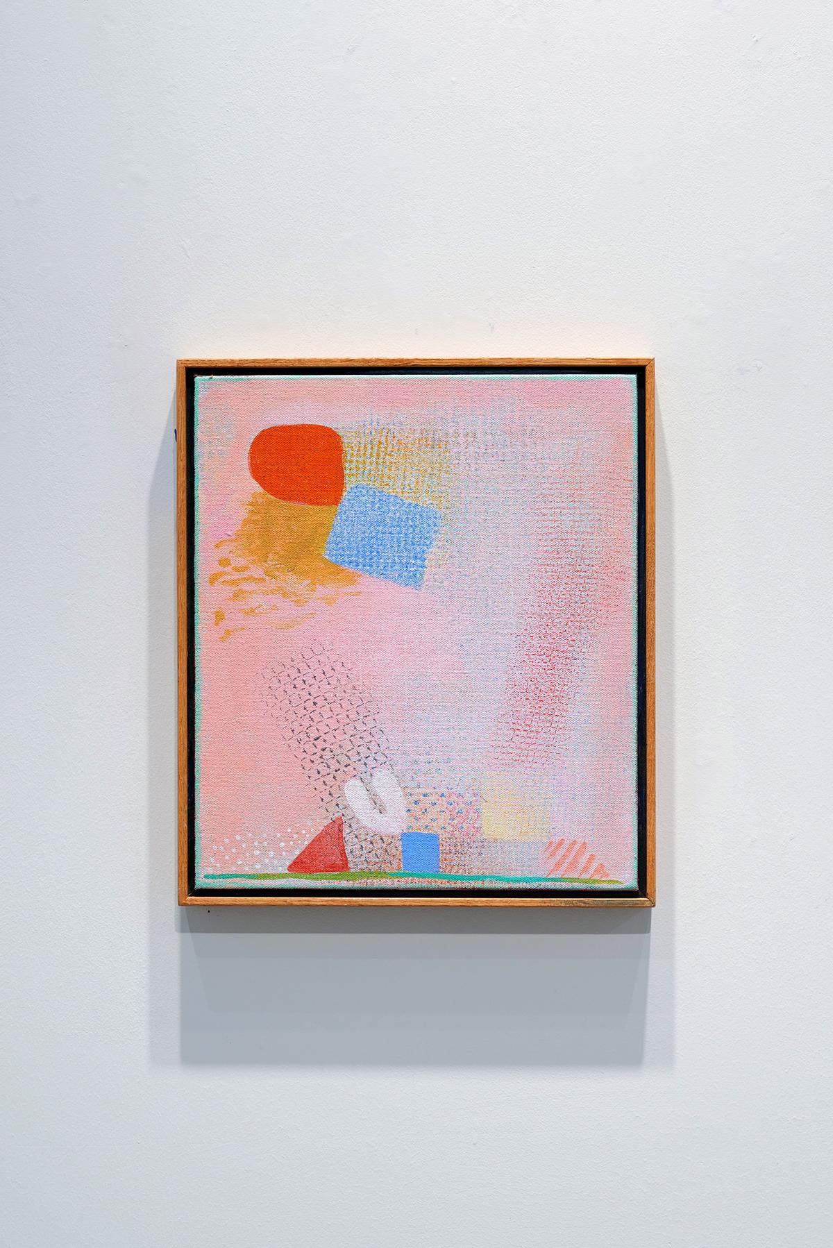 Espressionista astratto, geometrico, piccolo, rosa, blu, rosso, acrilico su tela - Painting di Robert Natkin